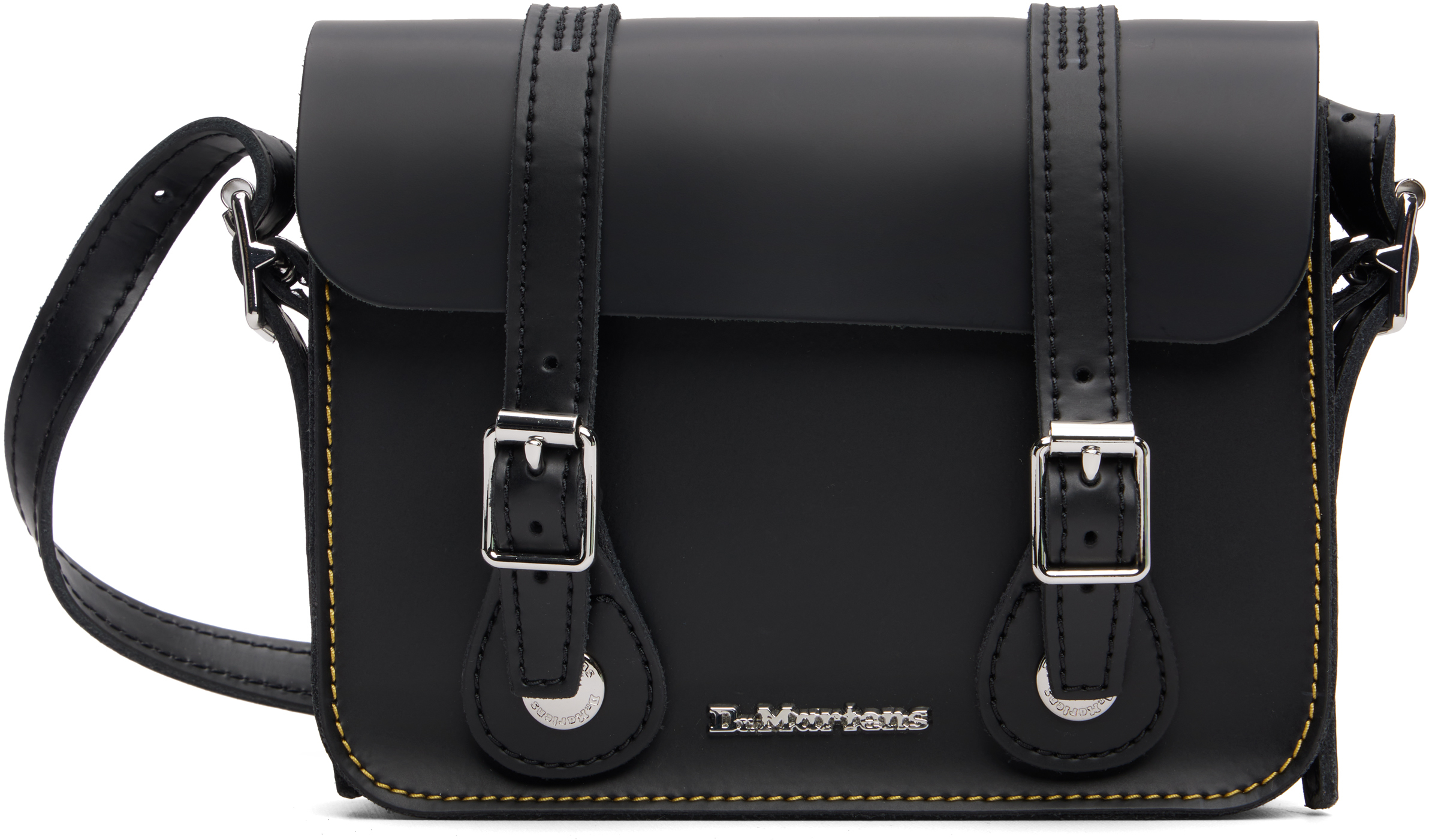 Black 7 Inch Leather Crossbody Bag
