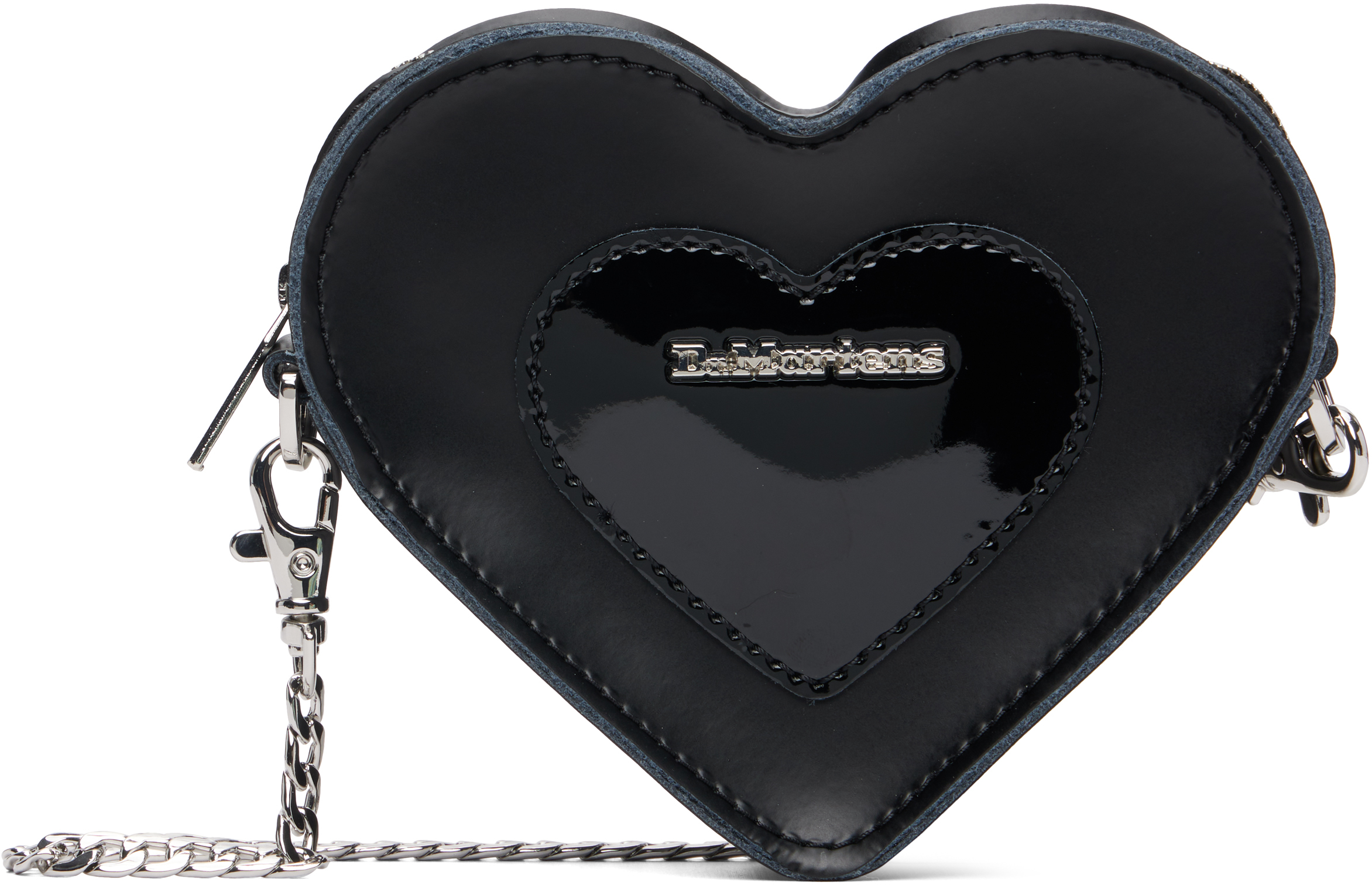 Black Mini Heart Shaped Kiev & Patent Leather Bag