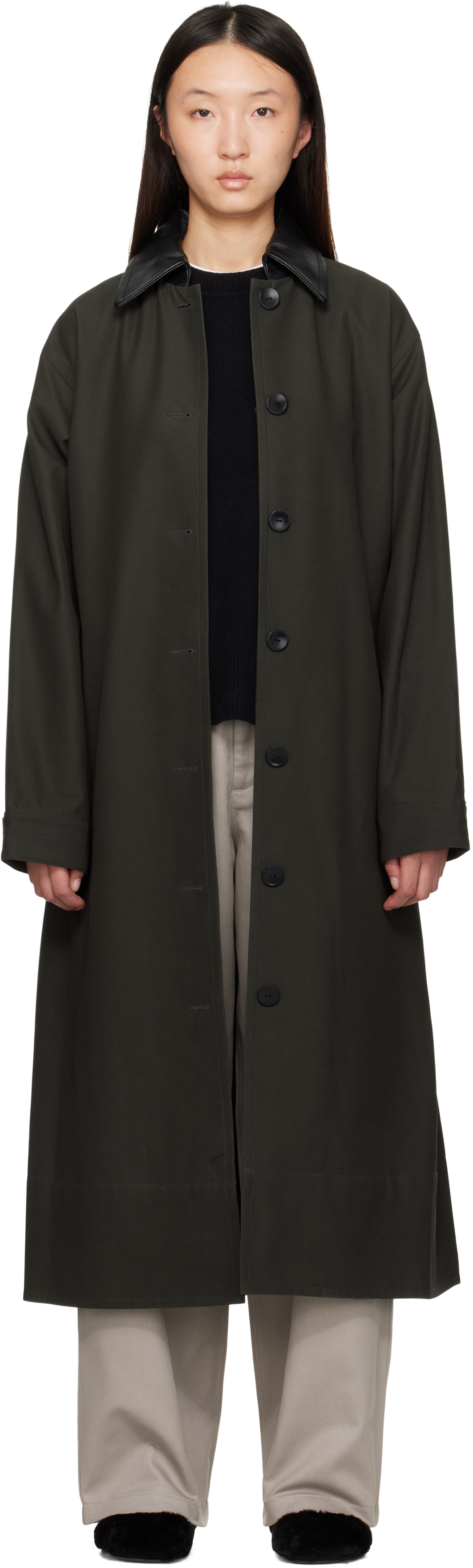 Maria Mcmanus Khaki A-line Swing Trench Coat