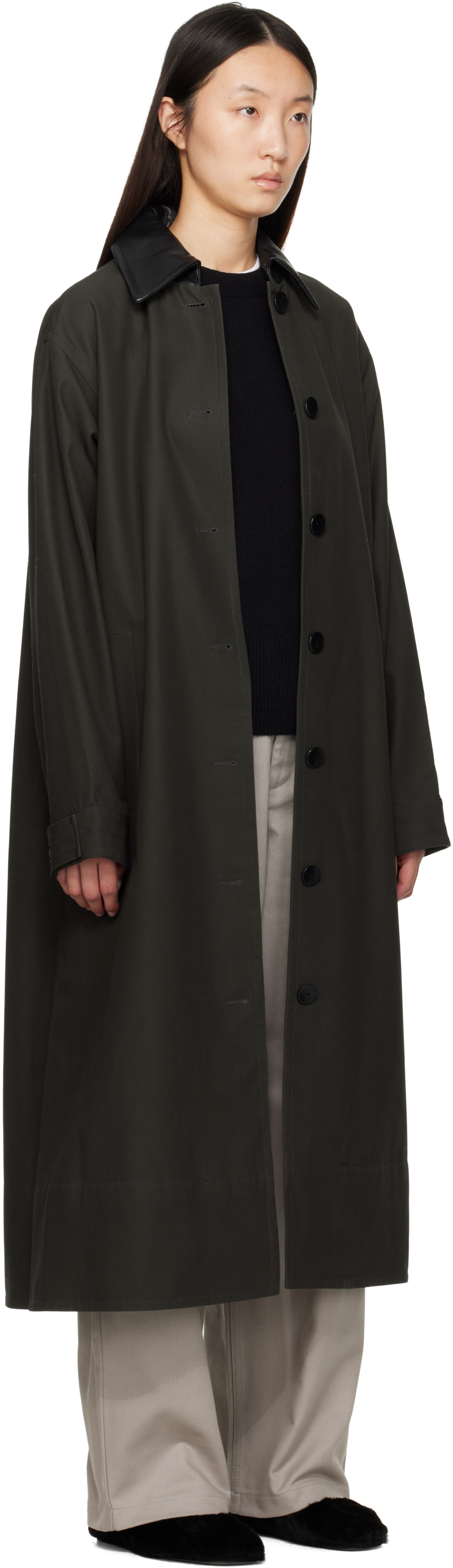 Maria Mcmanus Khaki A-line Swing Trench Coat In Green