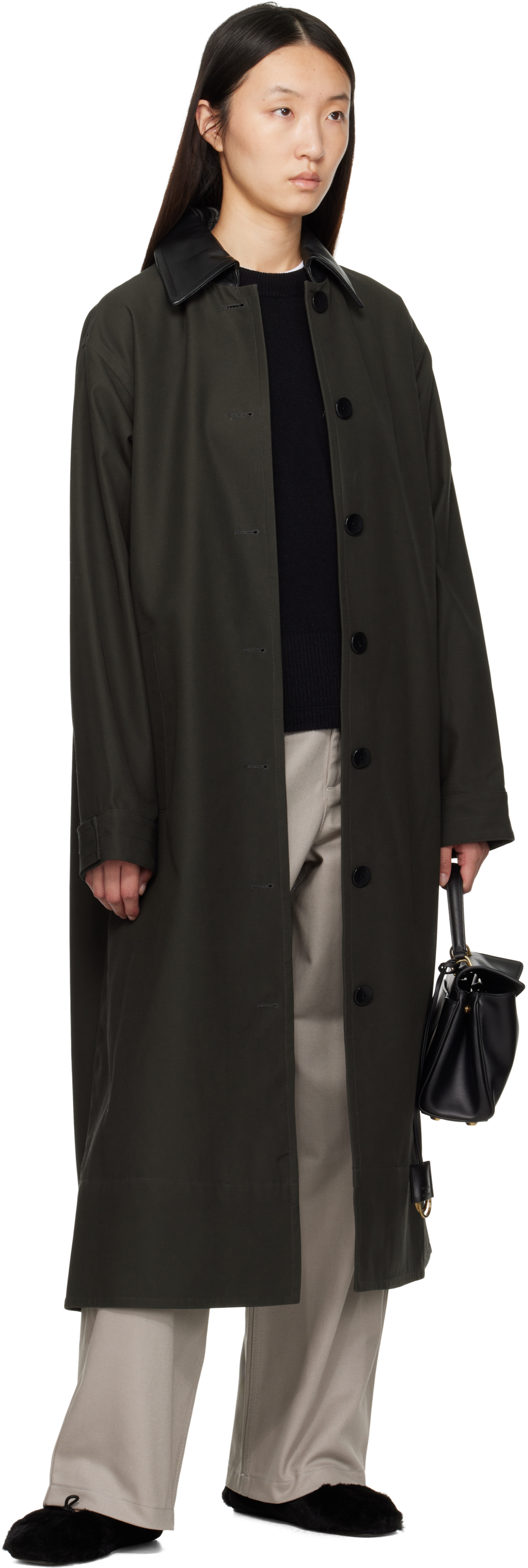 Maria Mcmanus Khaki A-line Swing Trench Coat In Green