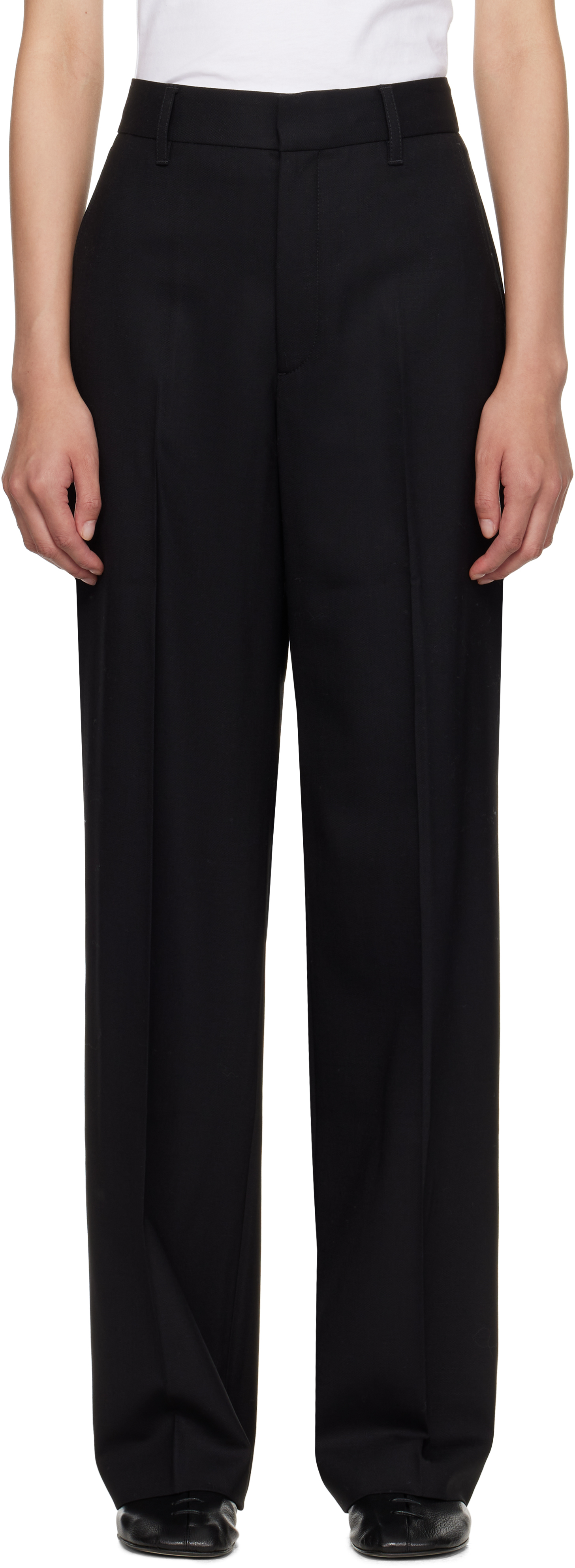 Maria Mcmanus Black High Waisted Wide Leg Trousers