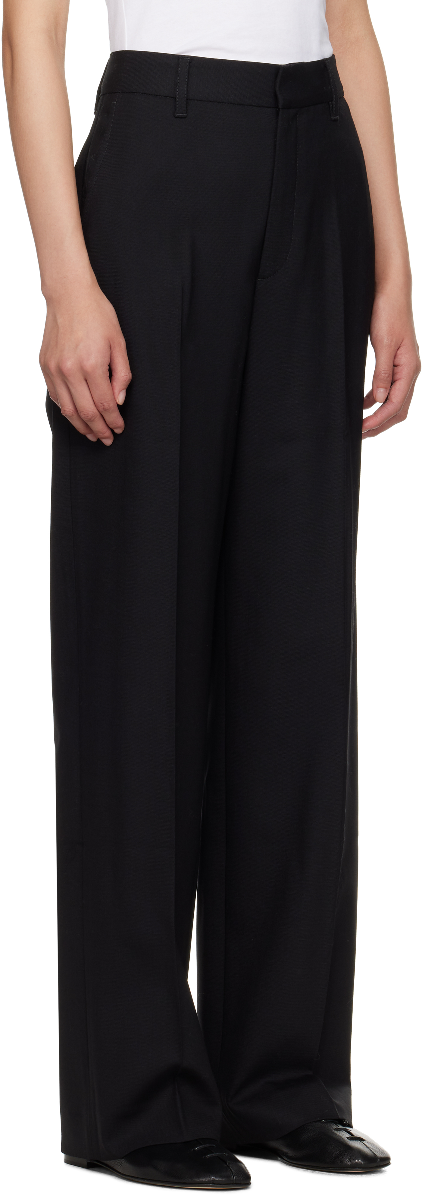 Maria Mcmanus Black High Waisted Wide Leg Trousers In Black