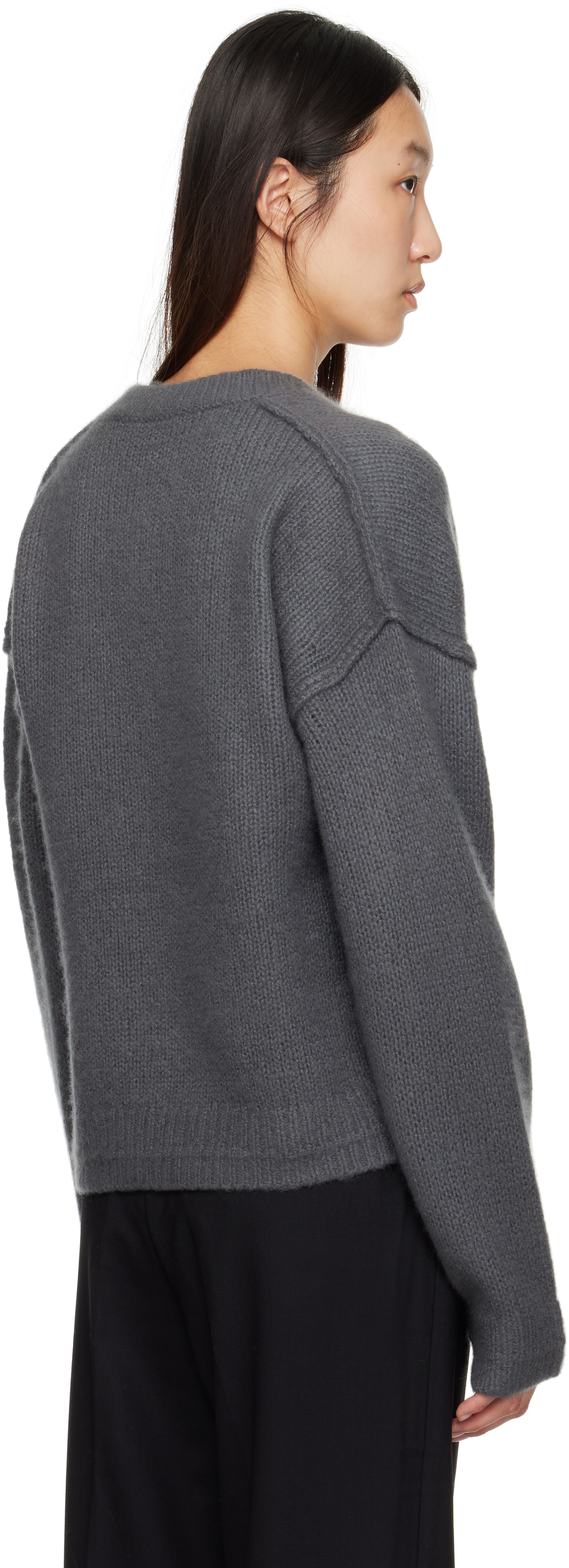 Maria Mcmanus Gray Air Spun Cape V-neck Sweater In Gray