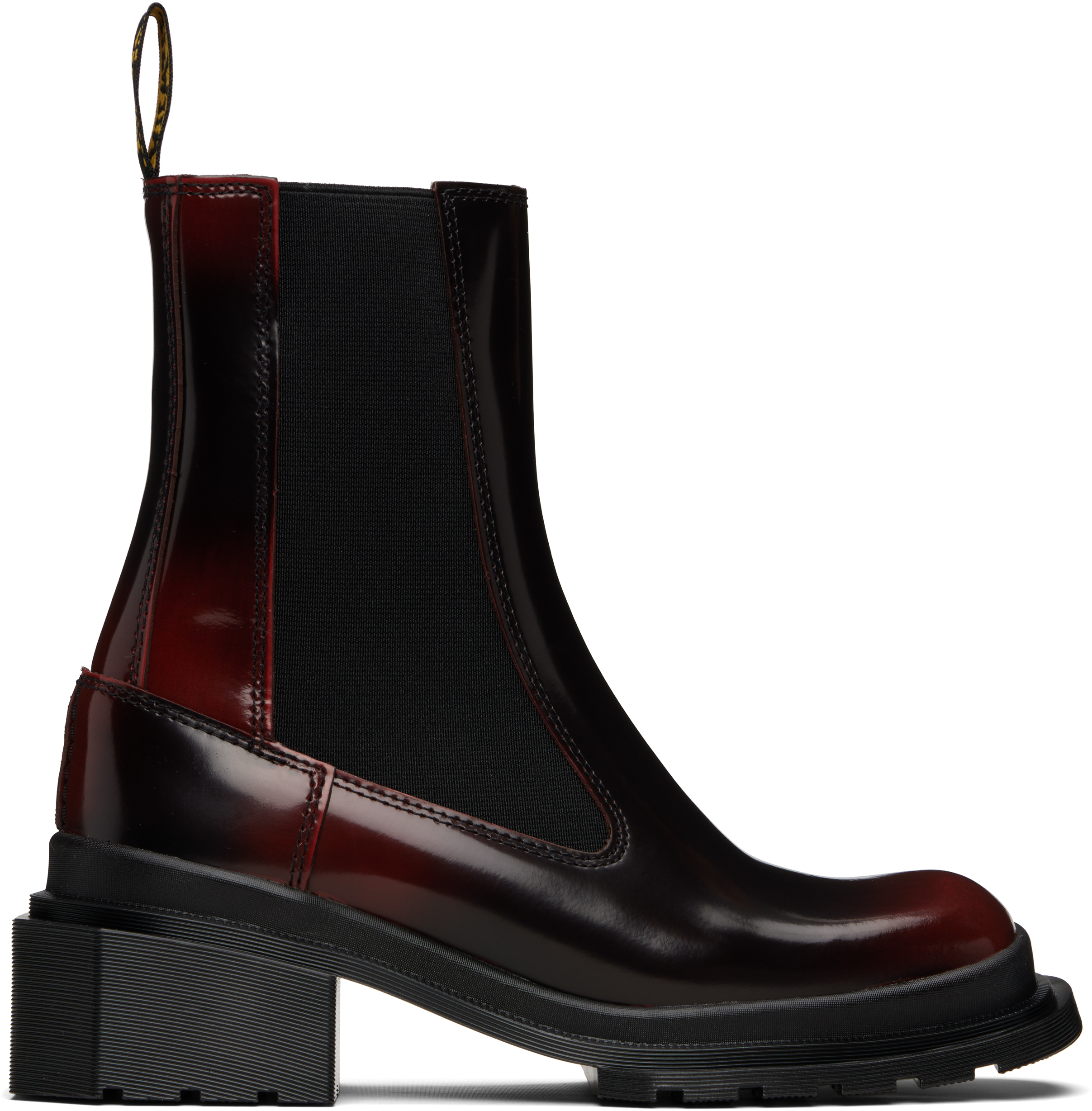 Black & Burgundy Maybole Square Toe Chelsea Boots