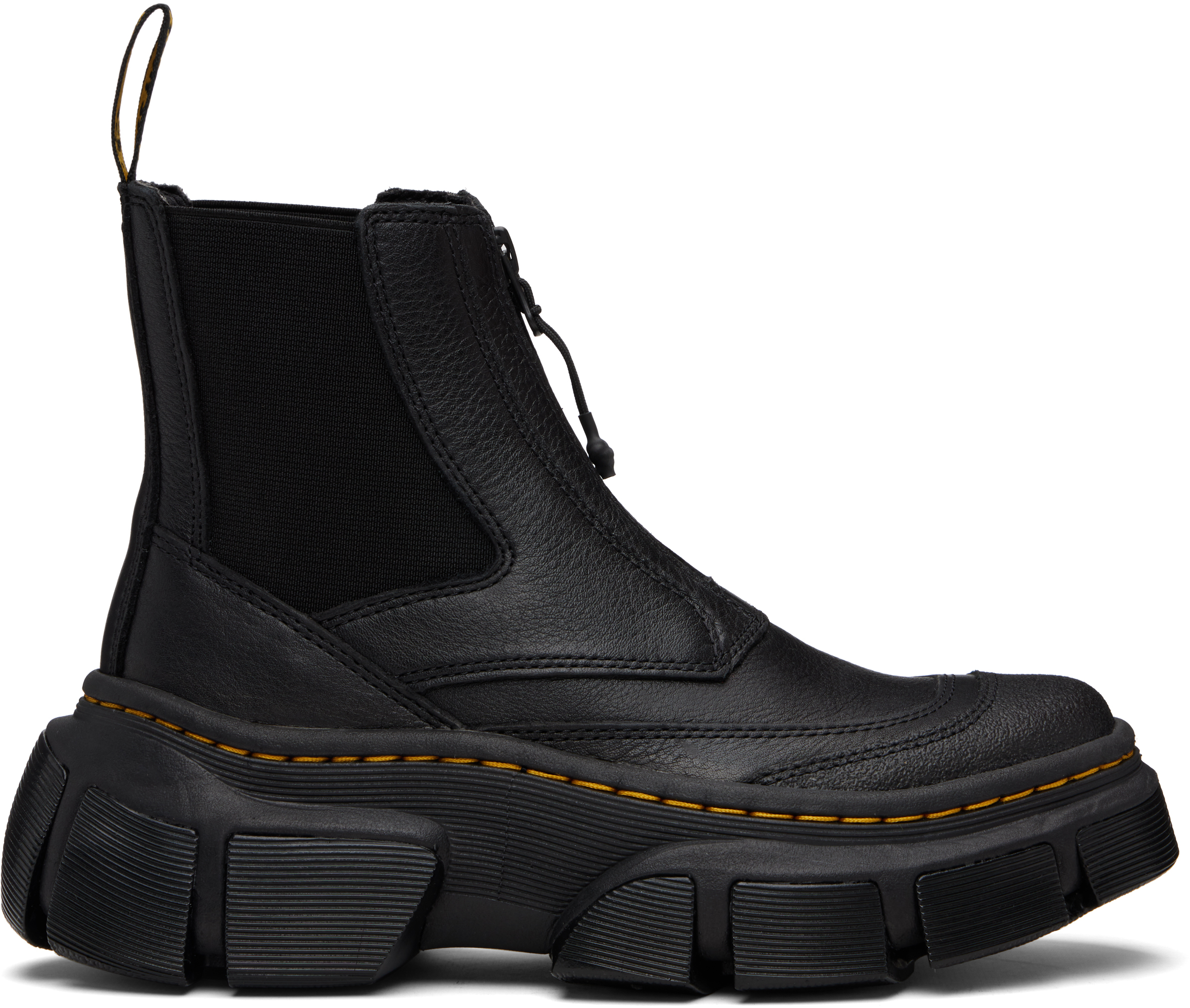 Black DMXL Zip Leather Chelsea Boots by Dr. Martens on Sale