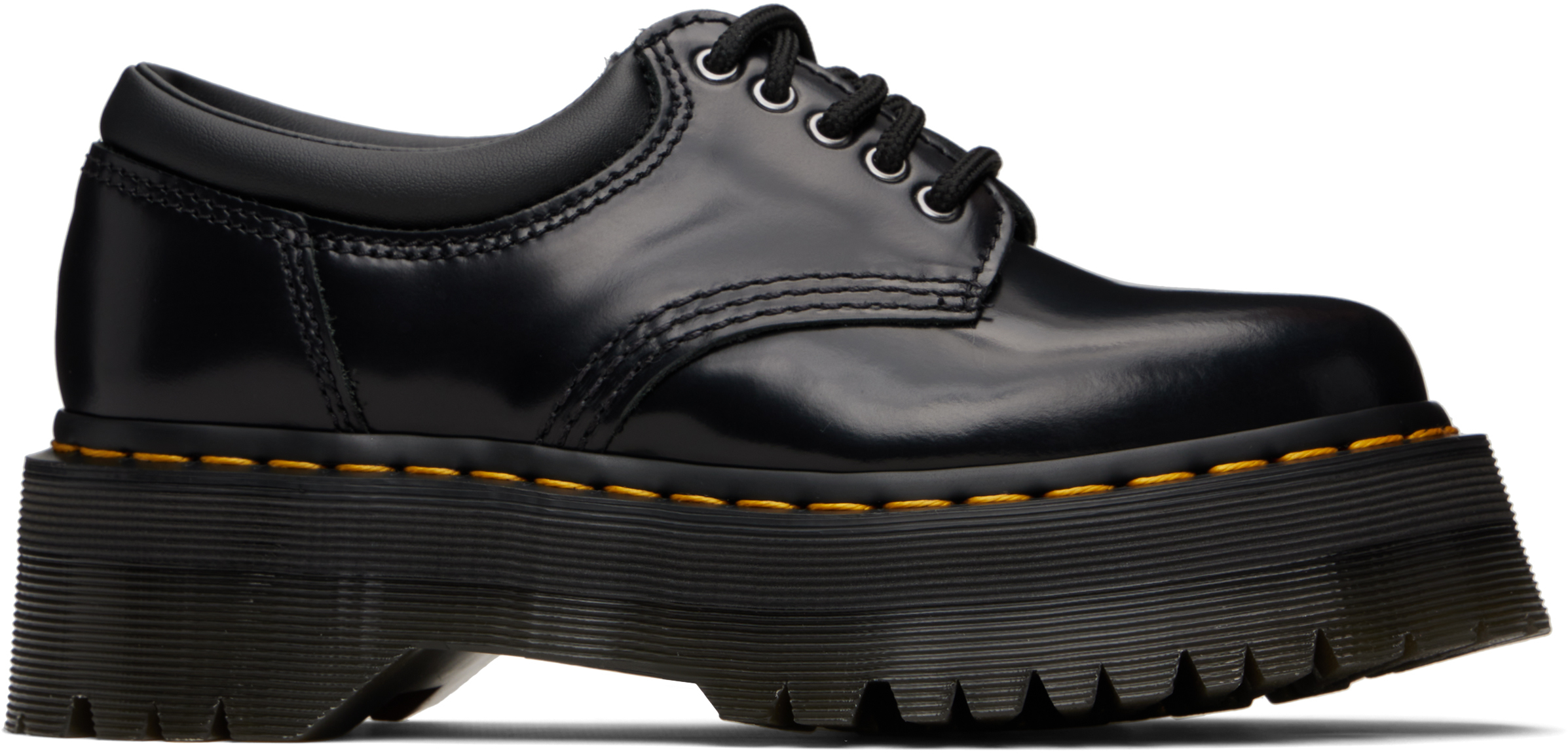 Black 8053 Leather Platform Derbys