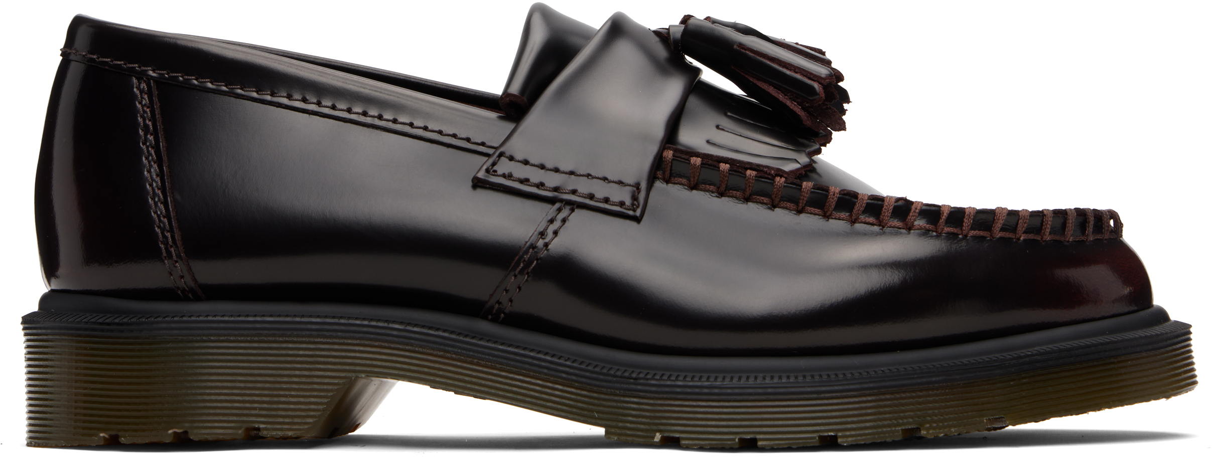 Dr. Martens Burgundy Adrian Smooth Leather Kiltie Loafers In Red