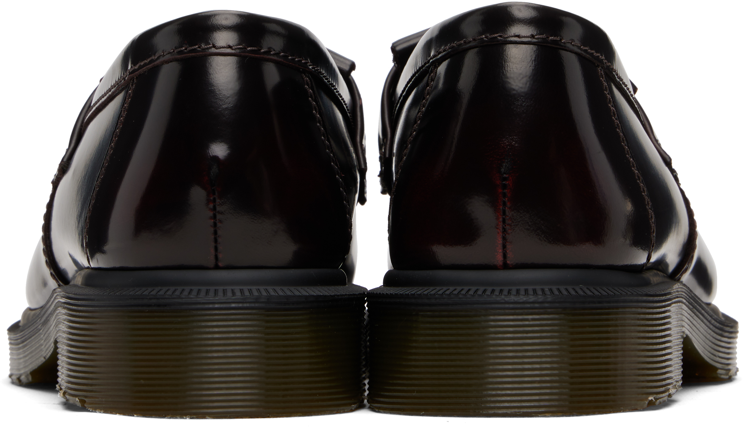 Dr. Martens Burgundy Adrian Smooth Leather Kiltie Loafers In Red