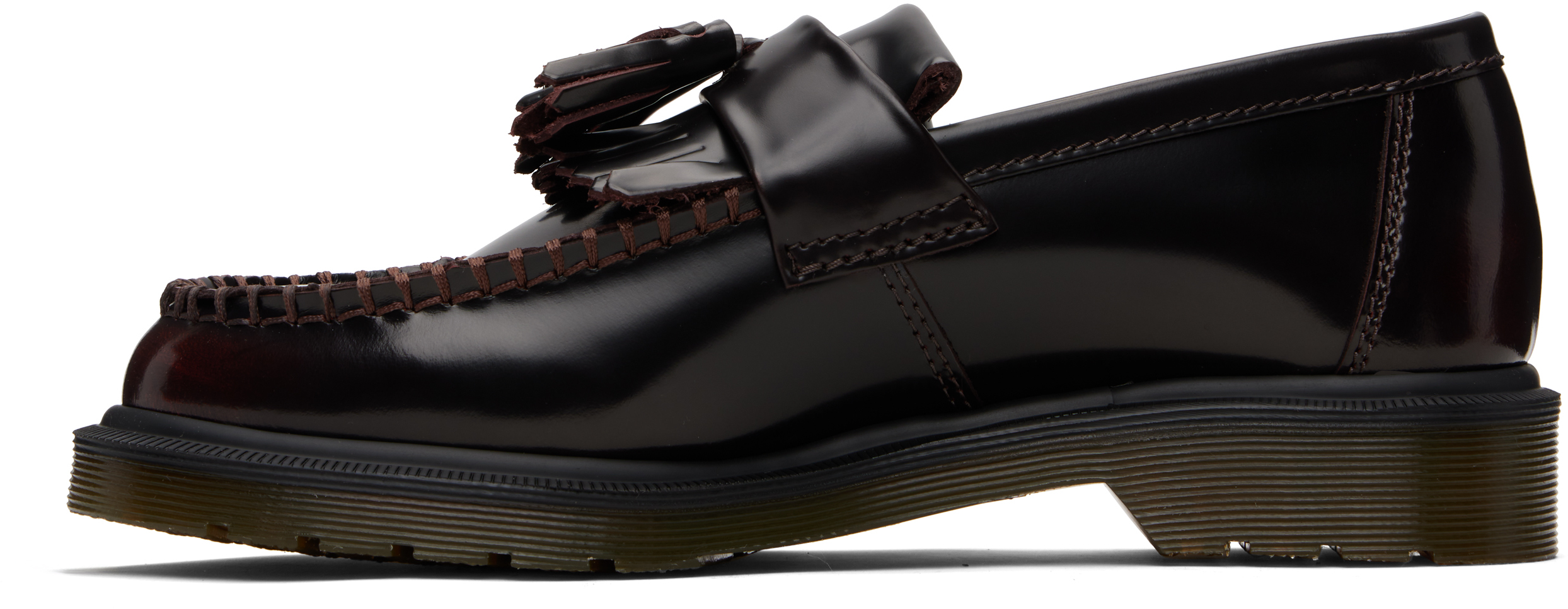 Dr. Martens Burgundy Adrian Smooth Leather Kiltie Loafers In Red