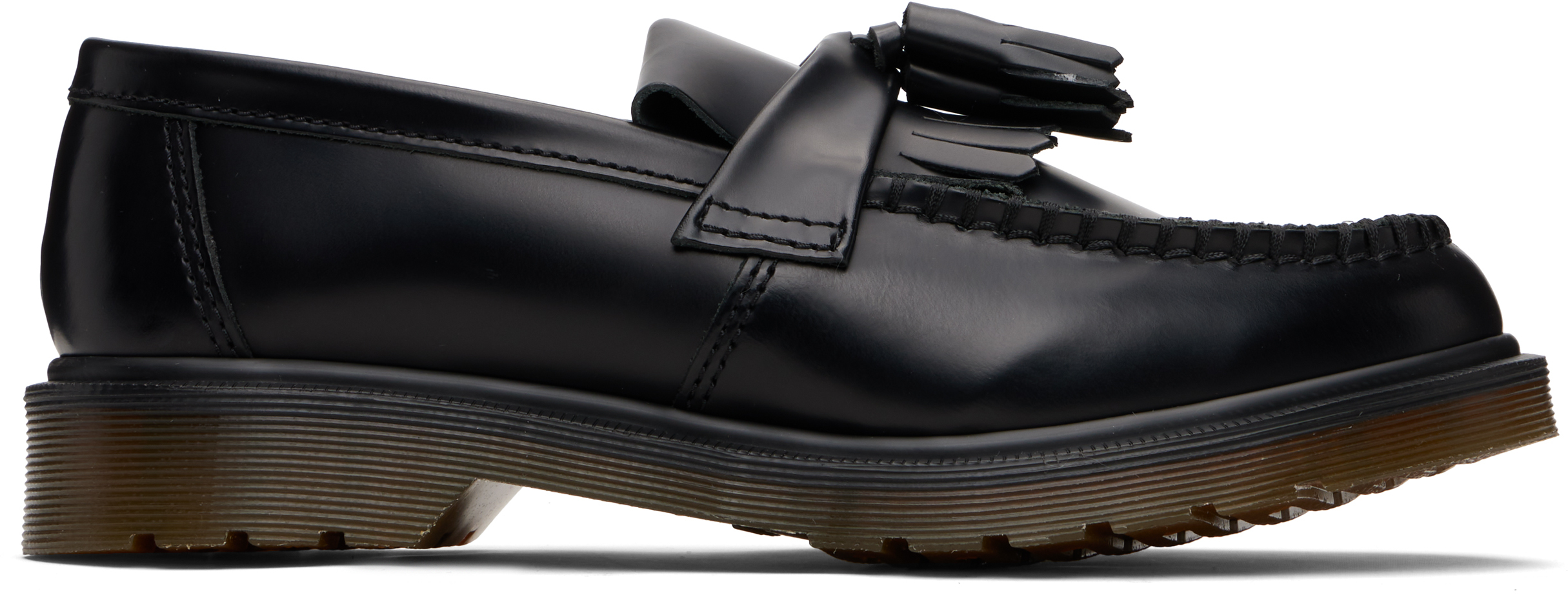 Dr. Martens Burgundy Adrian Smooth Leather Kiltie Loafers In Black