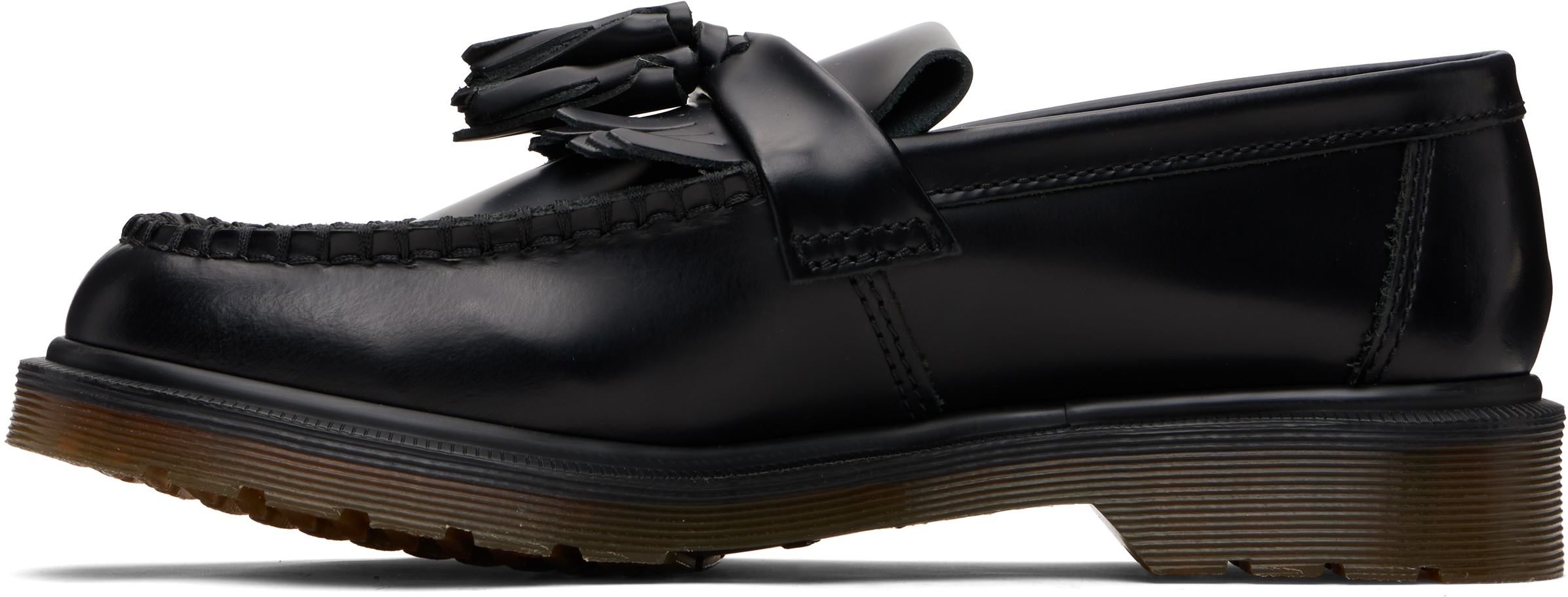 Dr. Martens Burgundy Adrian Smooth Leather Kiltie Loafers In Black