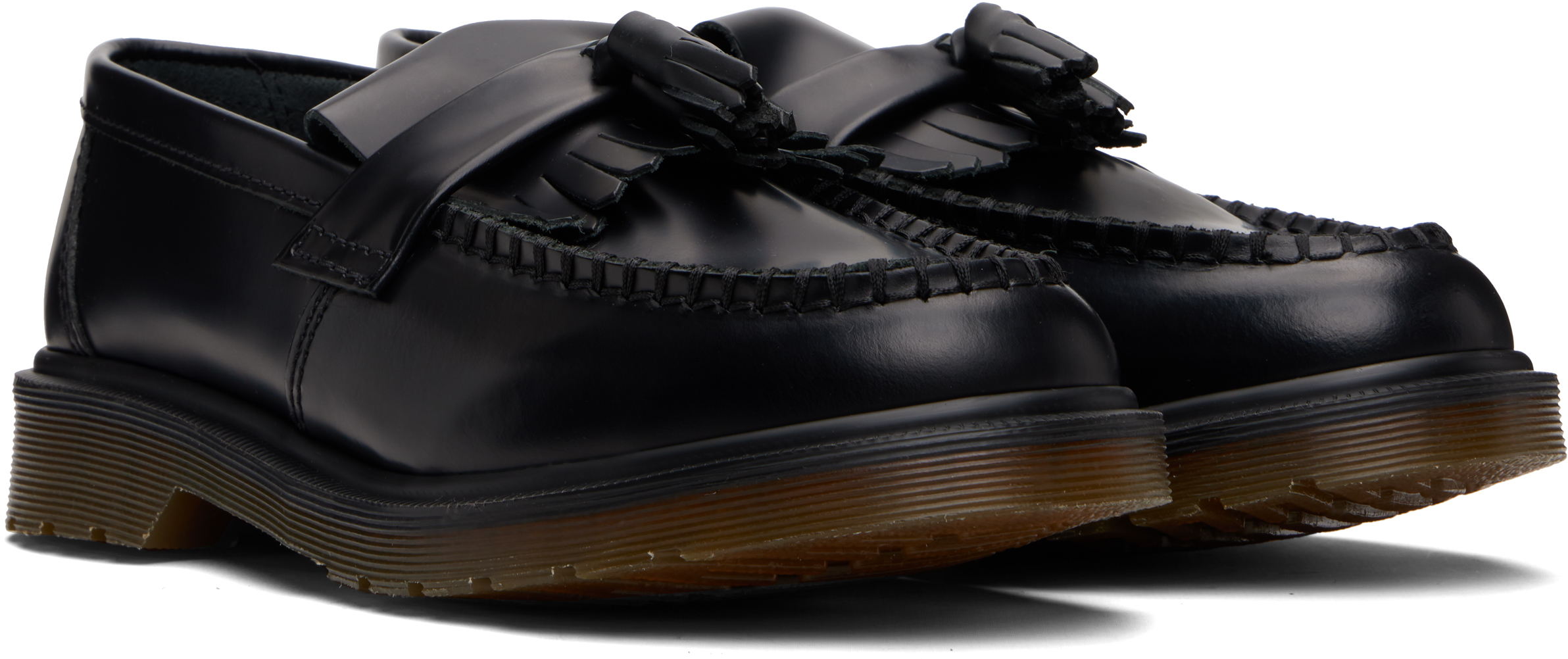 Dr. Martens Burgundy Adrian Smooth Leather Kiltie Loafers In Black