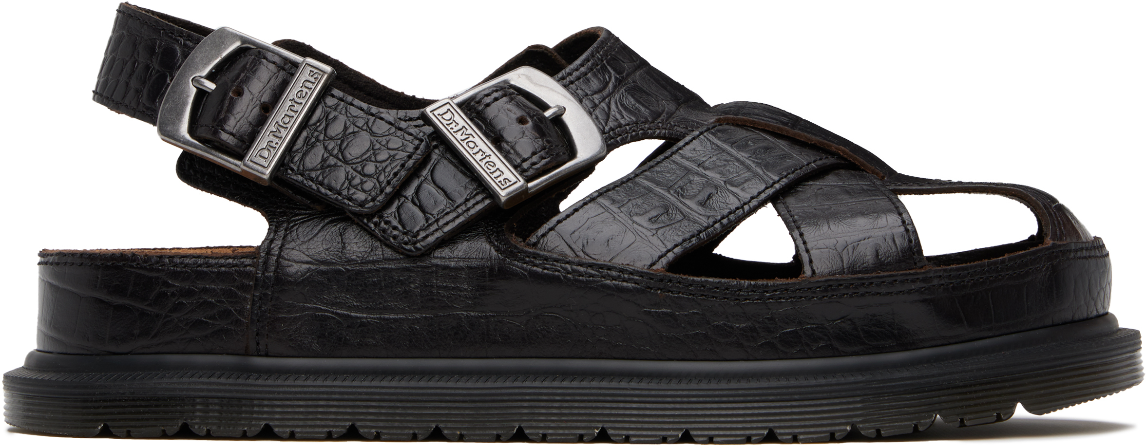 Brown Fisherman Crocodile Analine Leather Sandals