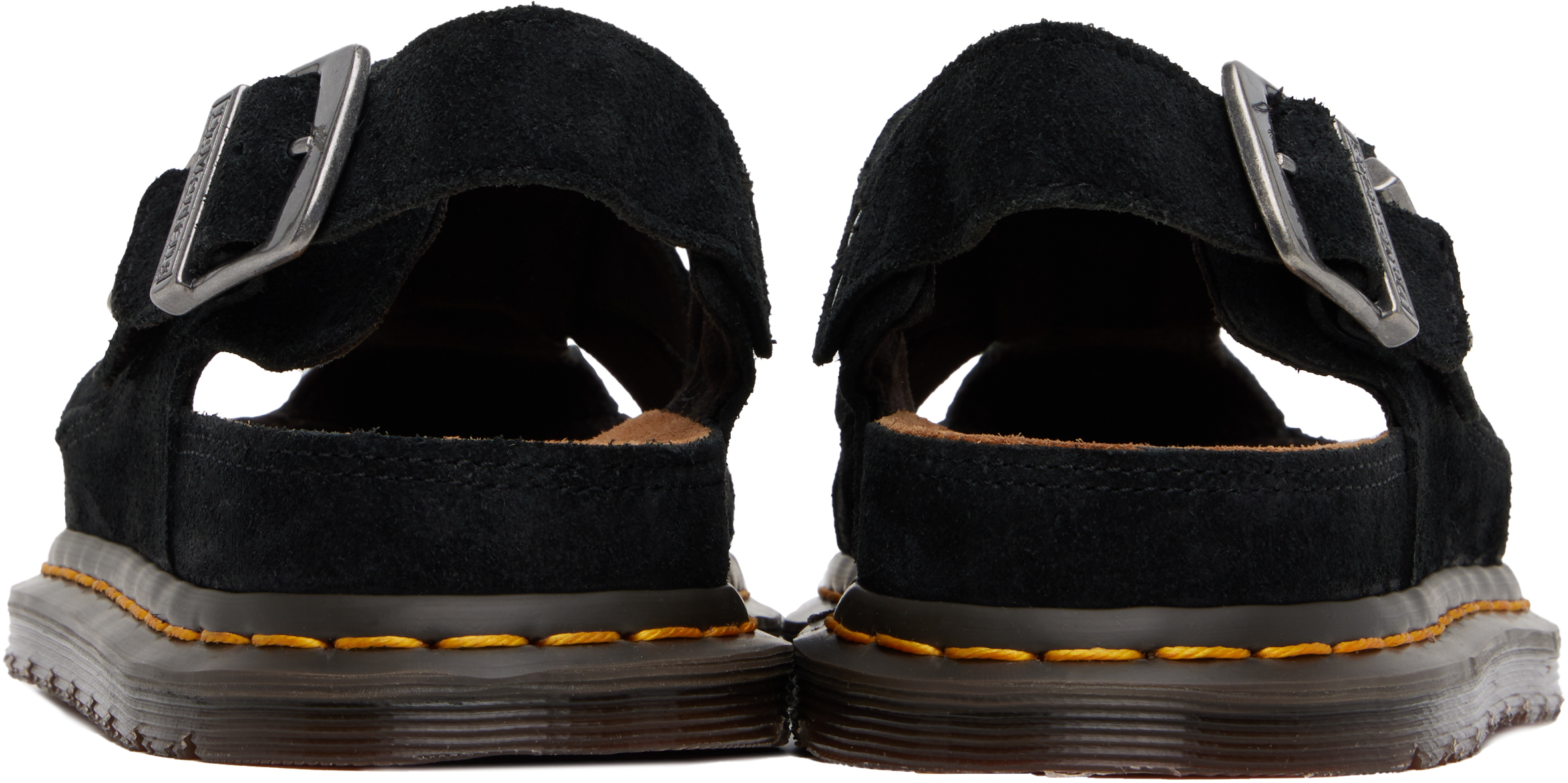 Dr. Martens' Dr. Martens Cross-strap Black Suede Sandals In Black