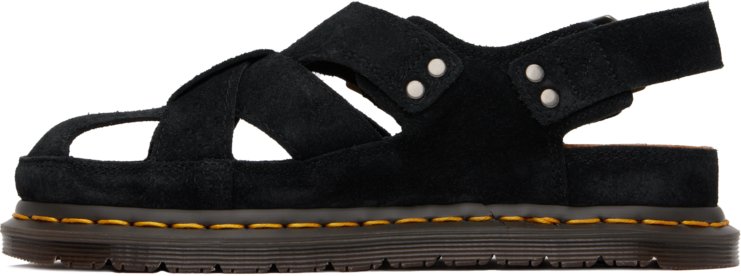 Dr. Martens' Dr. Martens Cross-strap Black Suede Sandals In Black