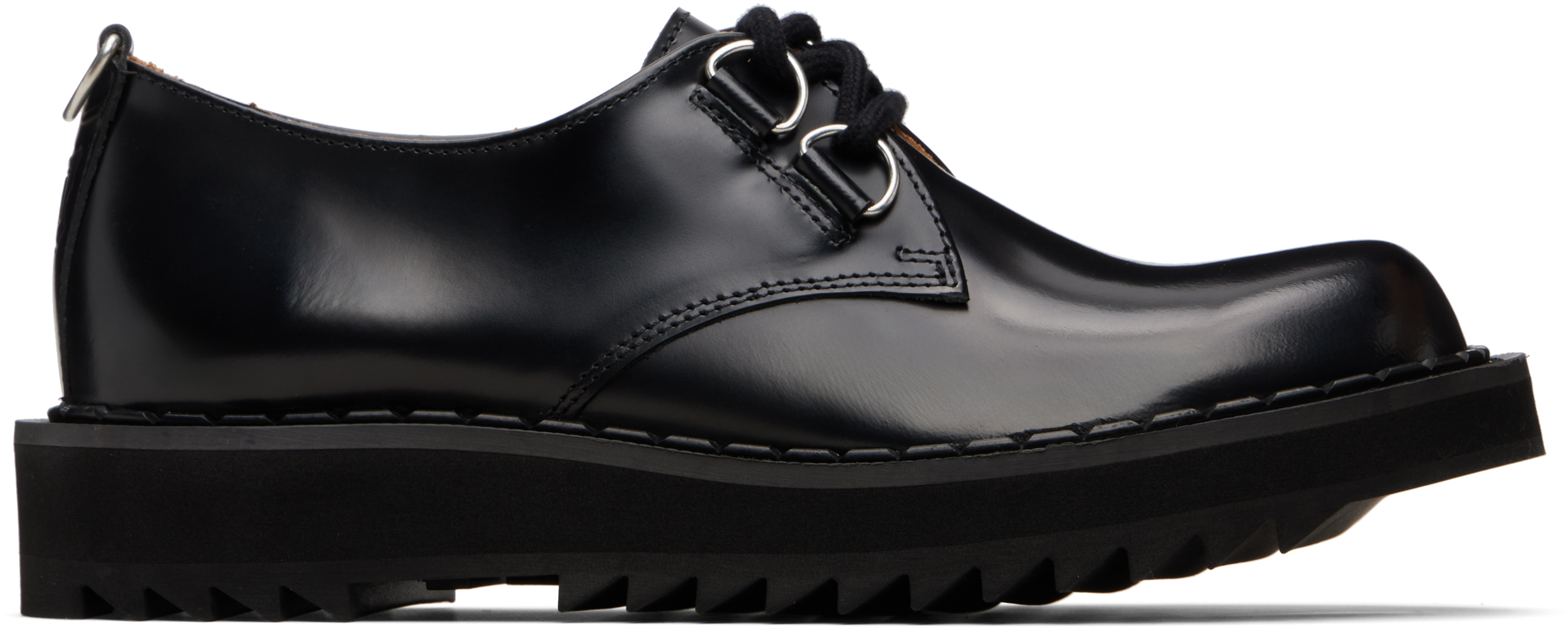 George Cox Black Ripple Bump Toe Derbys