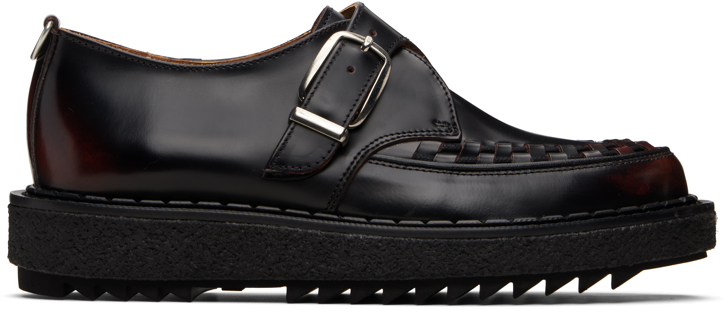 George Cox Burgundy Ymc Edition Ripple Hatton Monk Loafers In Black