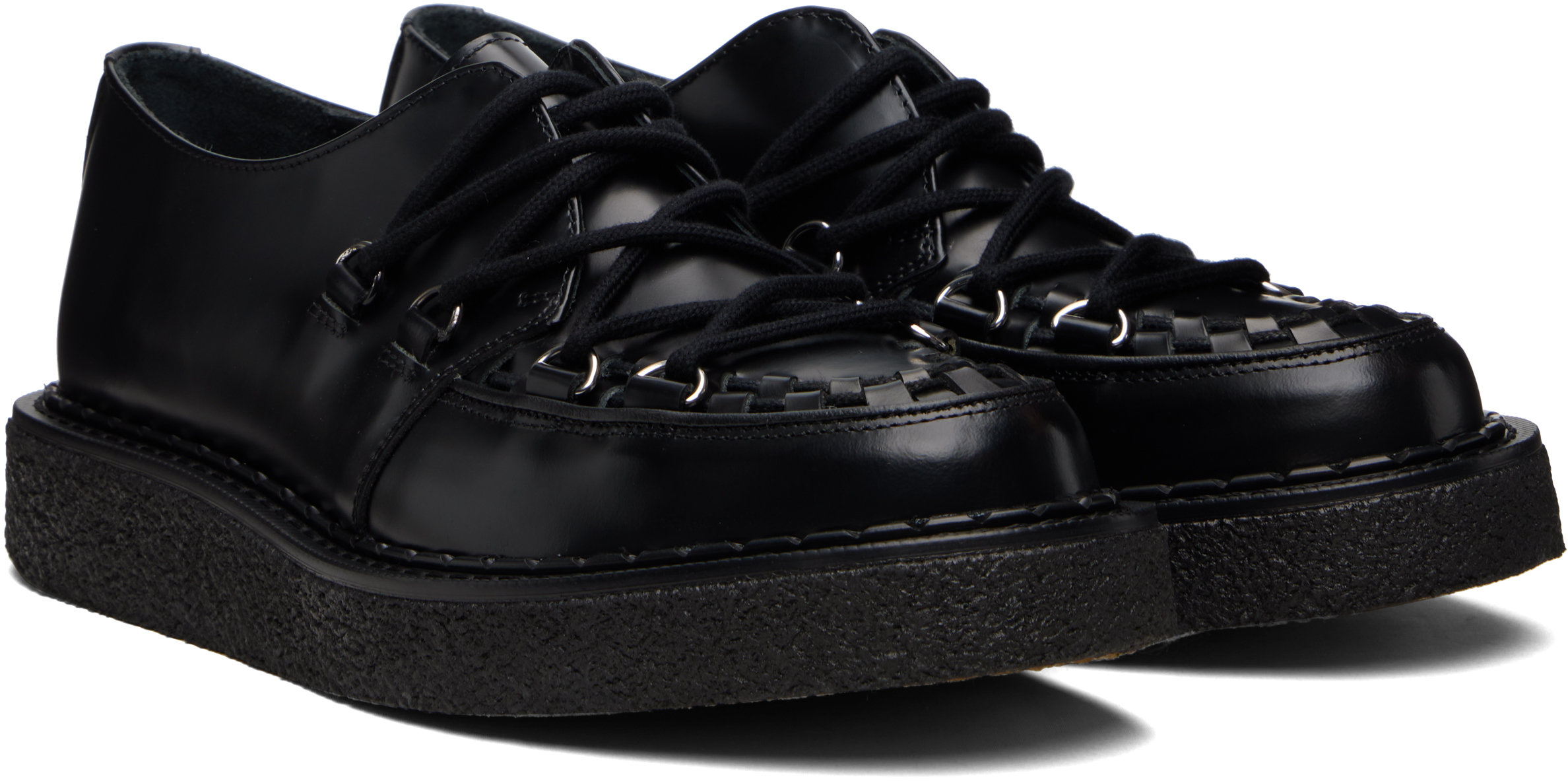 George Cox Black Uniform Experiment Edition Tie-down Hatton Derbys In Black