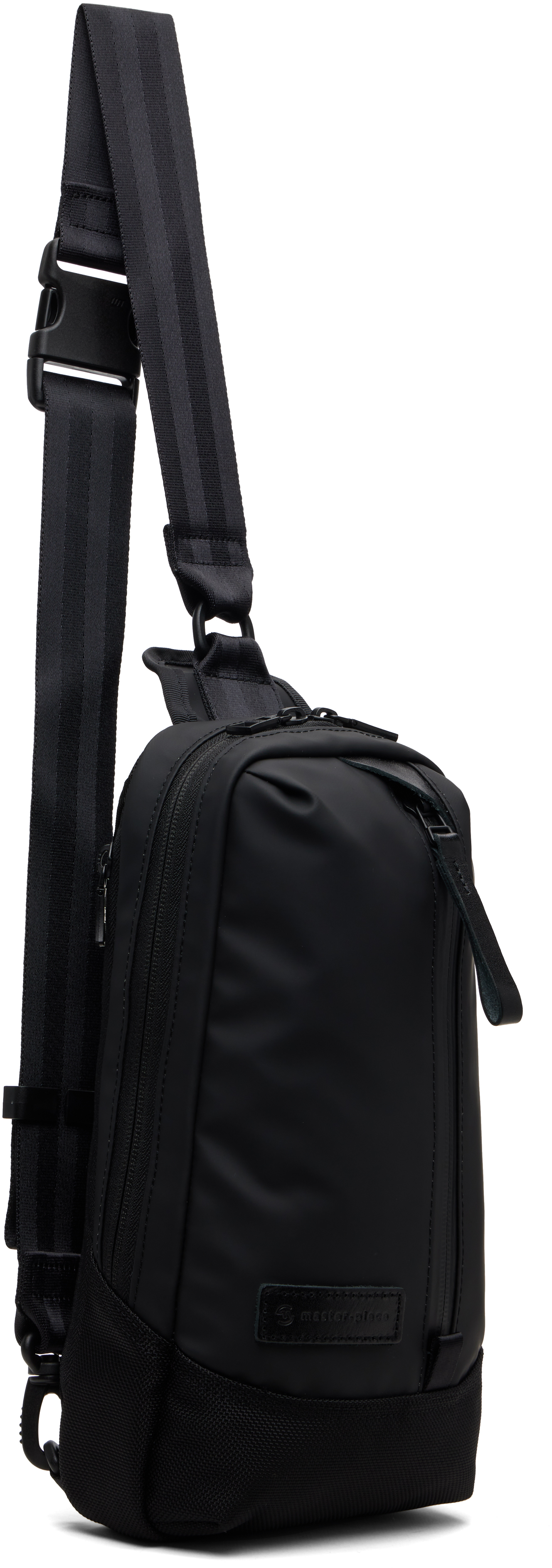 Master-piece Black Slick Leather Ver. Sling Bag In Black