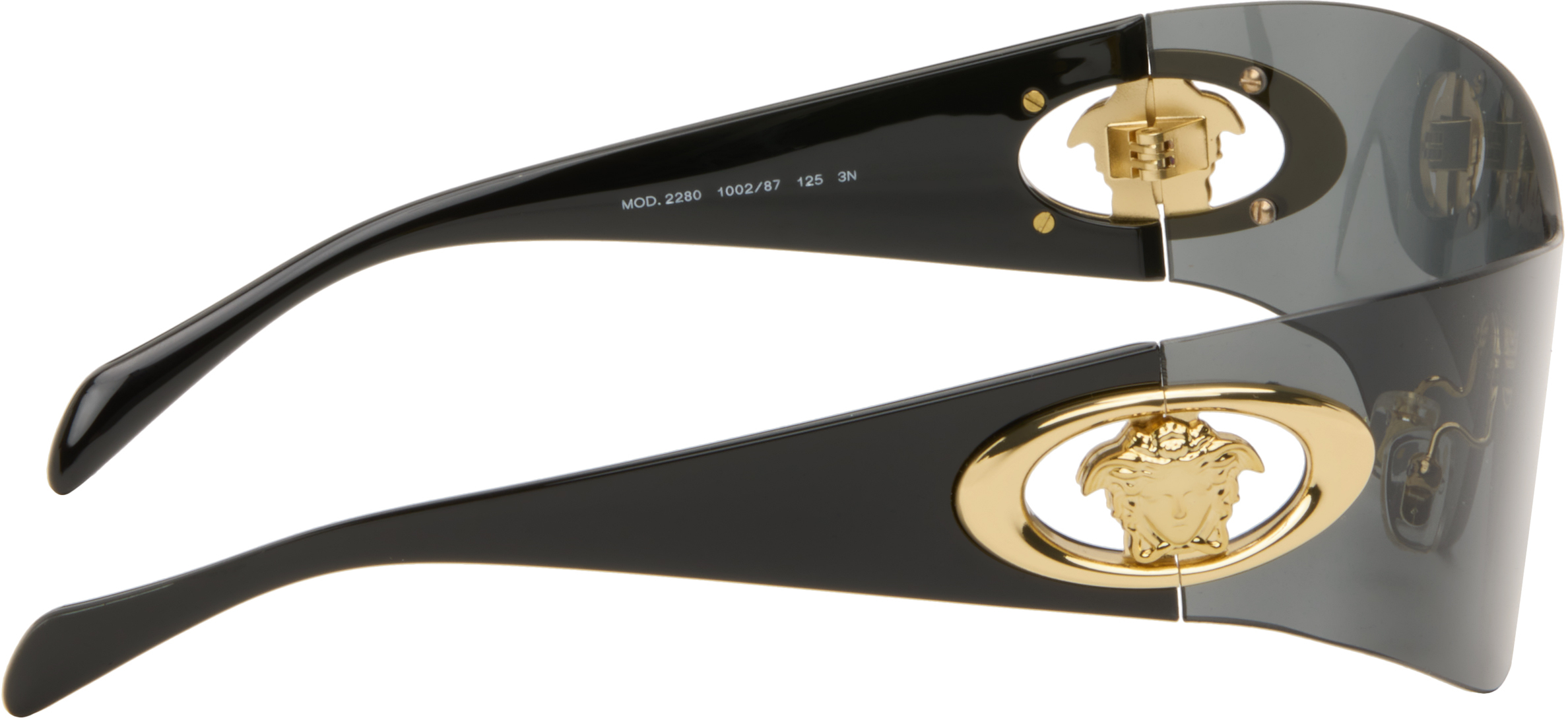 Versace Black Eclipse Wrap Sunglasses In Multi