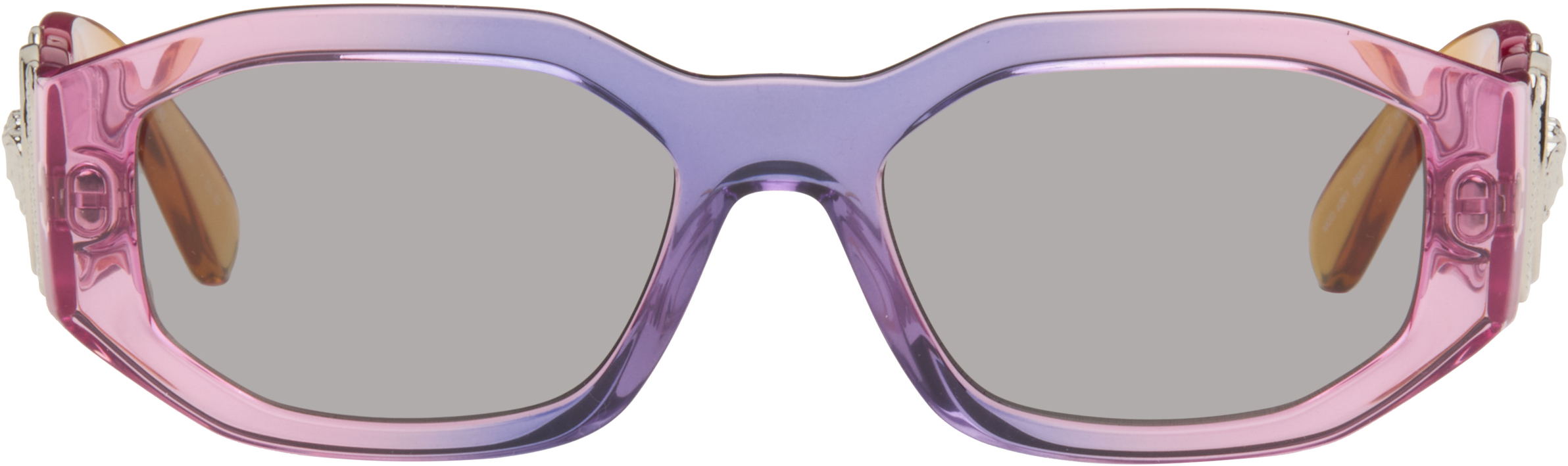 Versace Purple & Orange Medusa Biggie Sunglasses In Multi