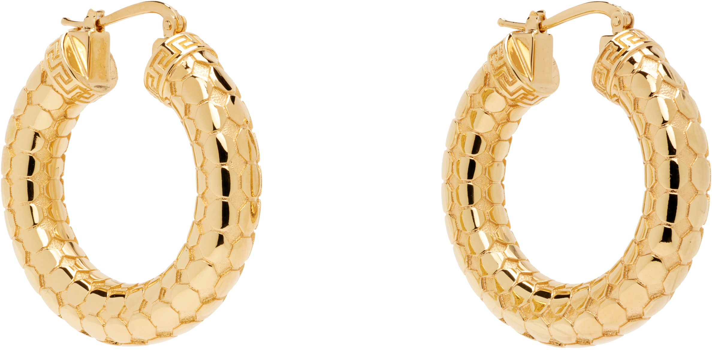 Versace Carved Earrings In Gold