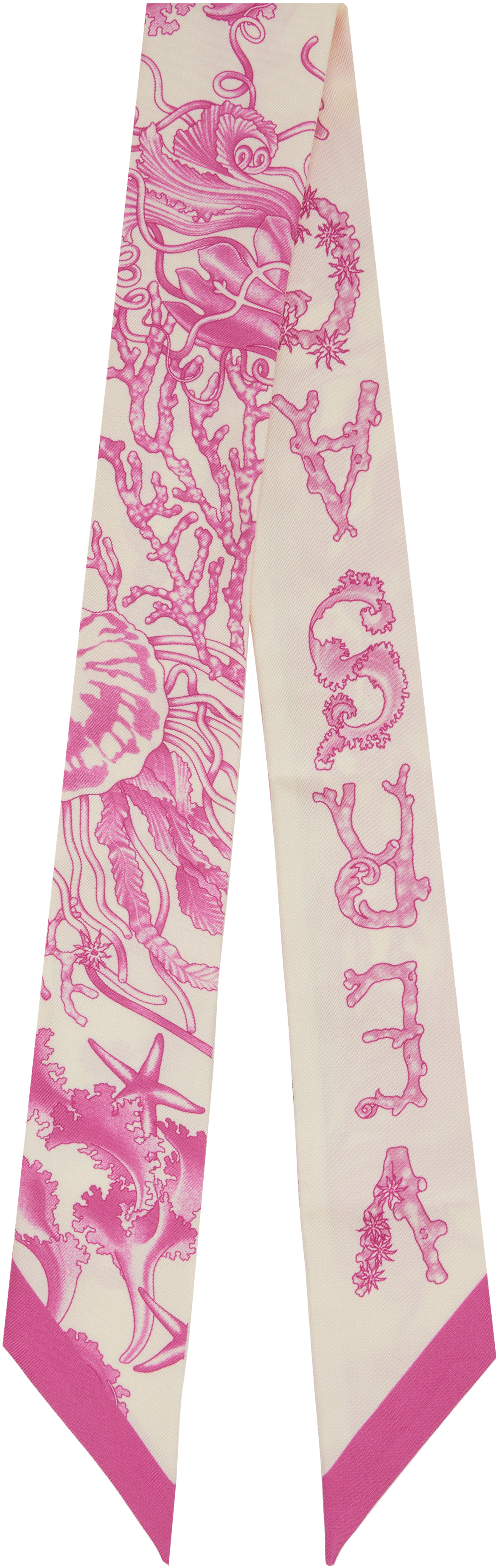 Pink & Off-White Underwater Barocco Silk Scarf