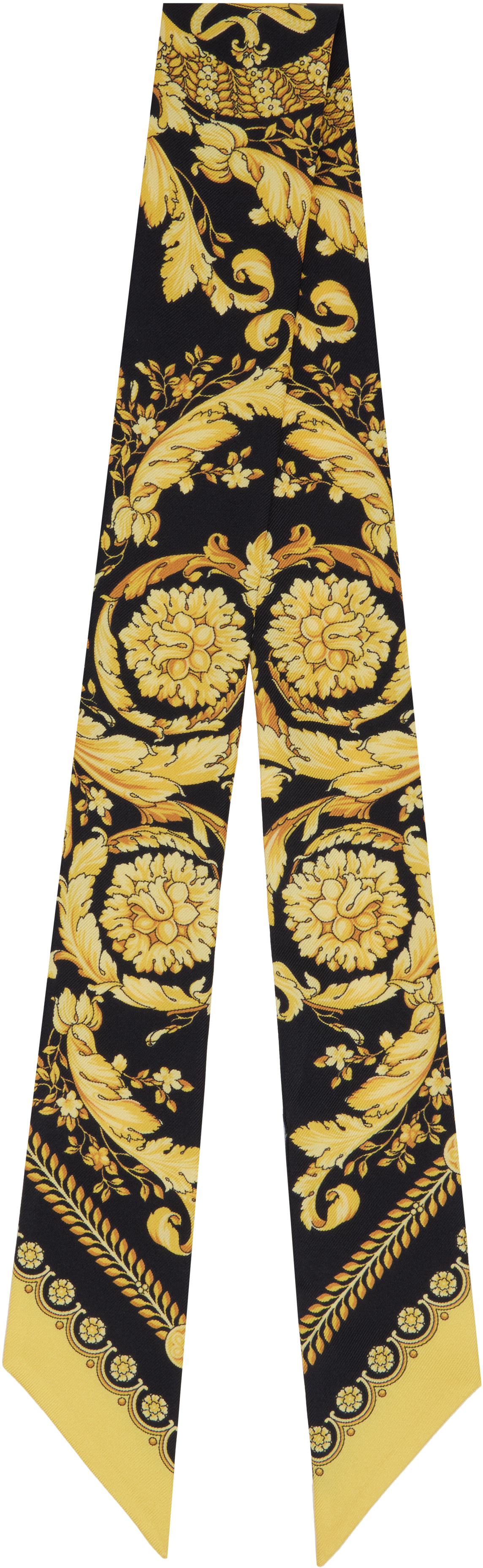 Versace: Black & Gold Barocco Silk Scarf | SSENSE Canada