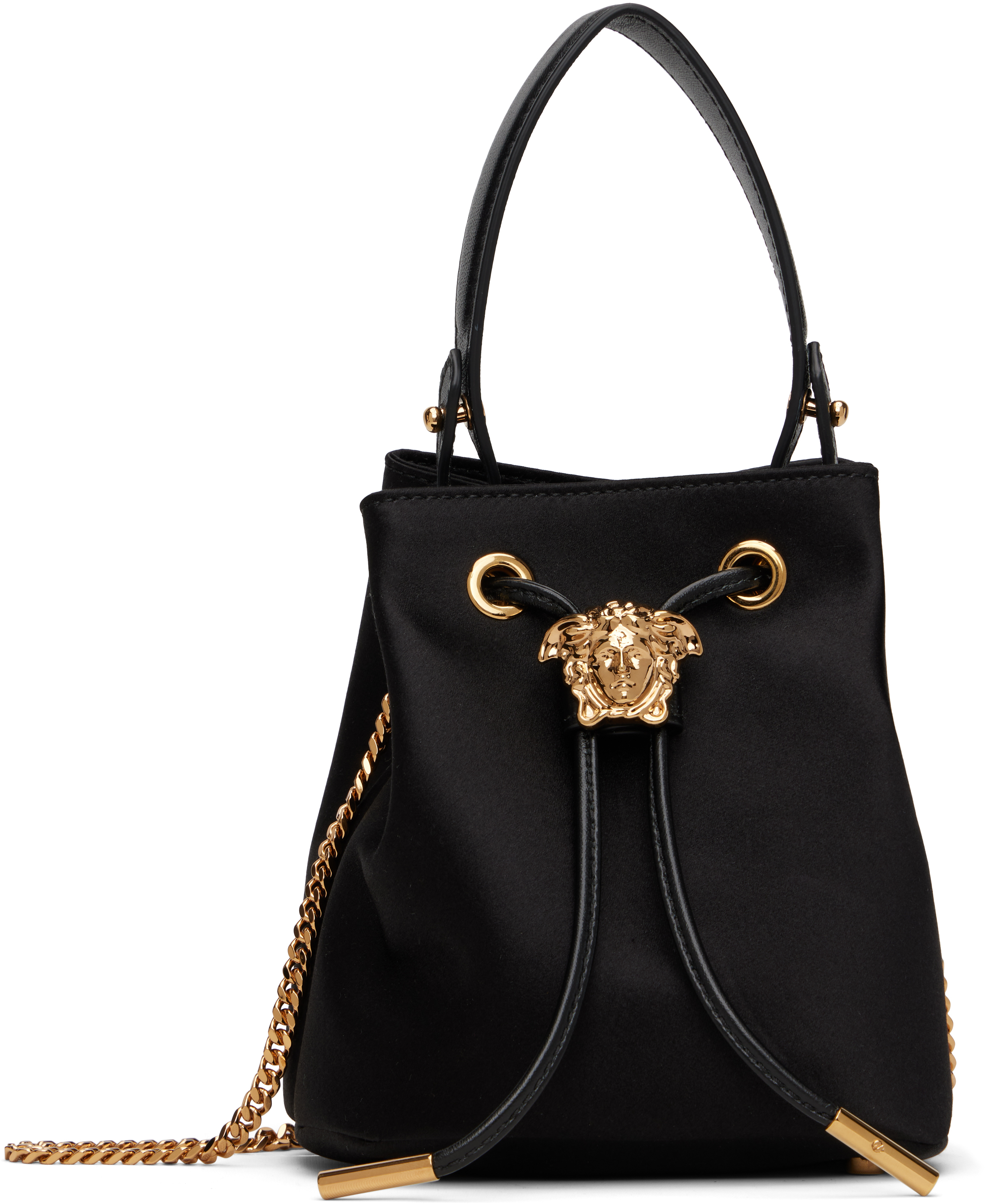 Black 'La Medusa' Satin Mini Bucket Bag
