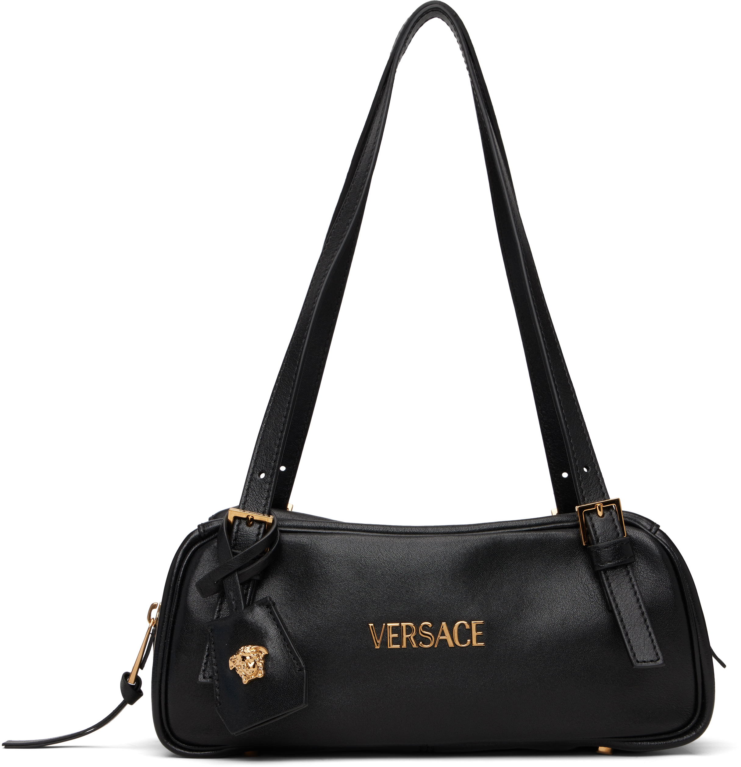 Black 'Versace' Tag Bowling Shoulder Bag