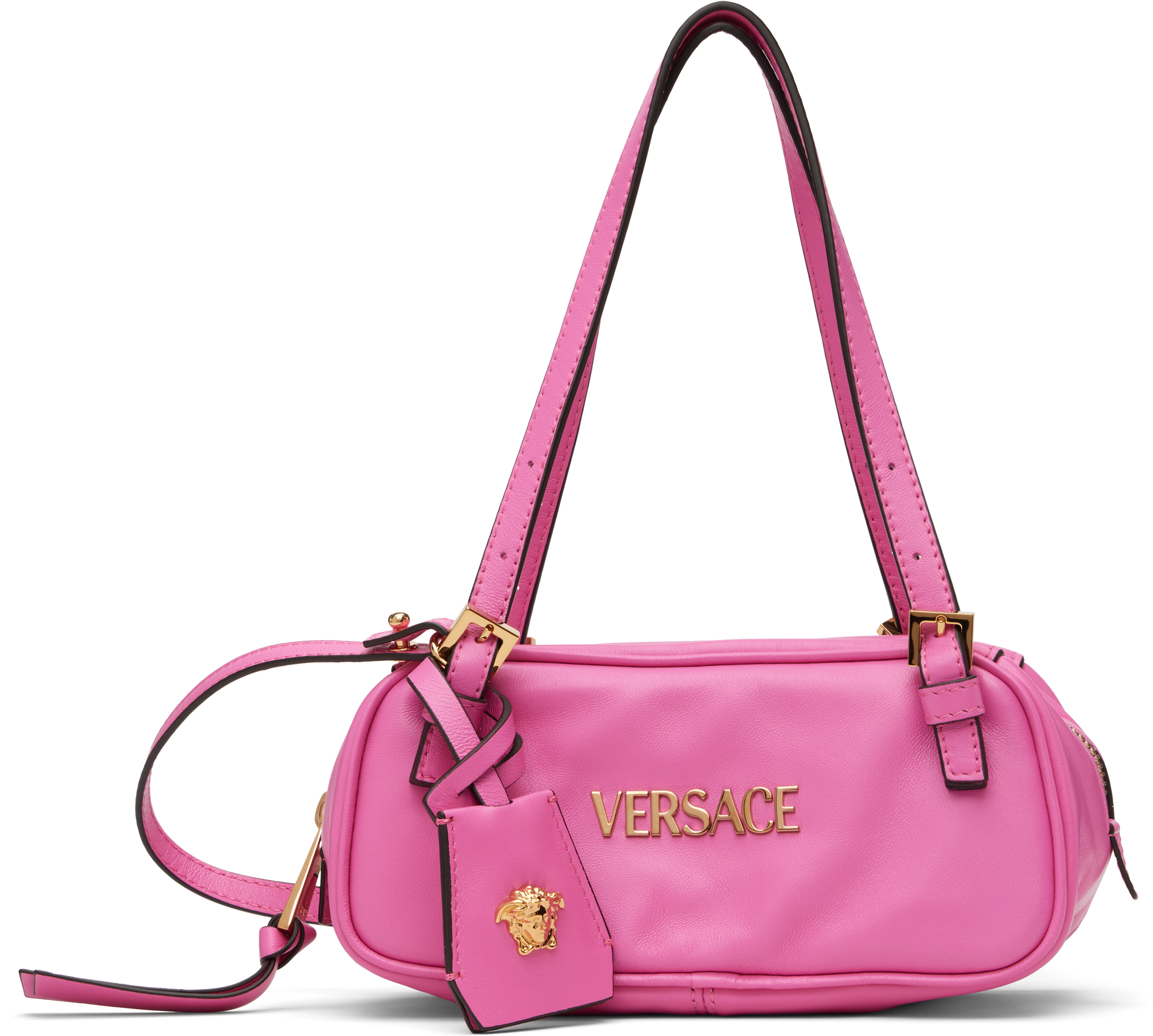 Pink 'Versace' Tag Bowling Mini Bag