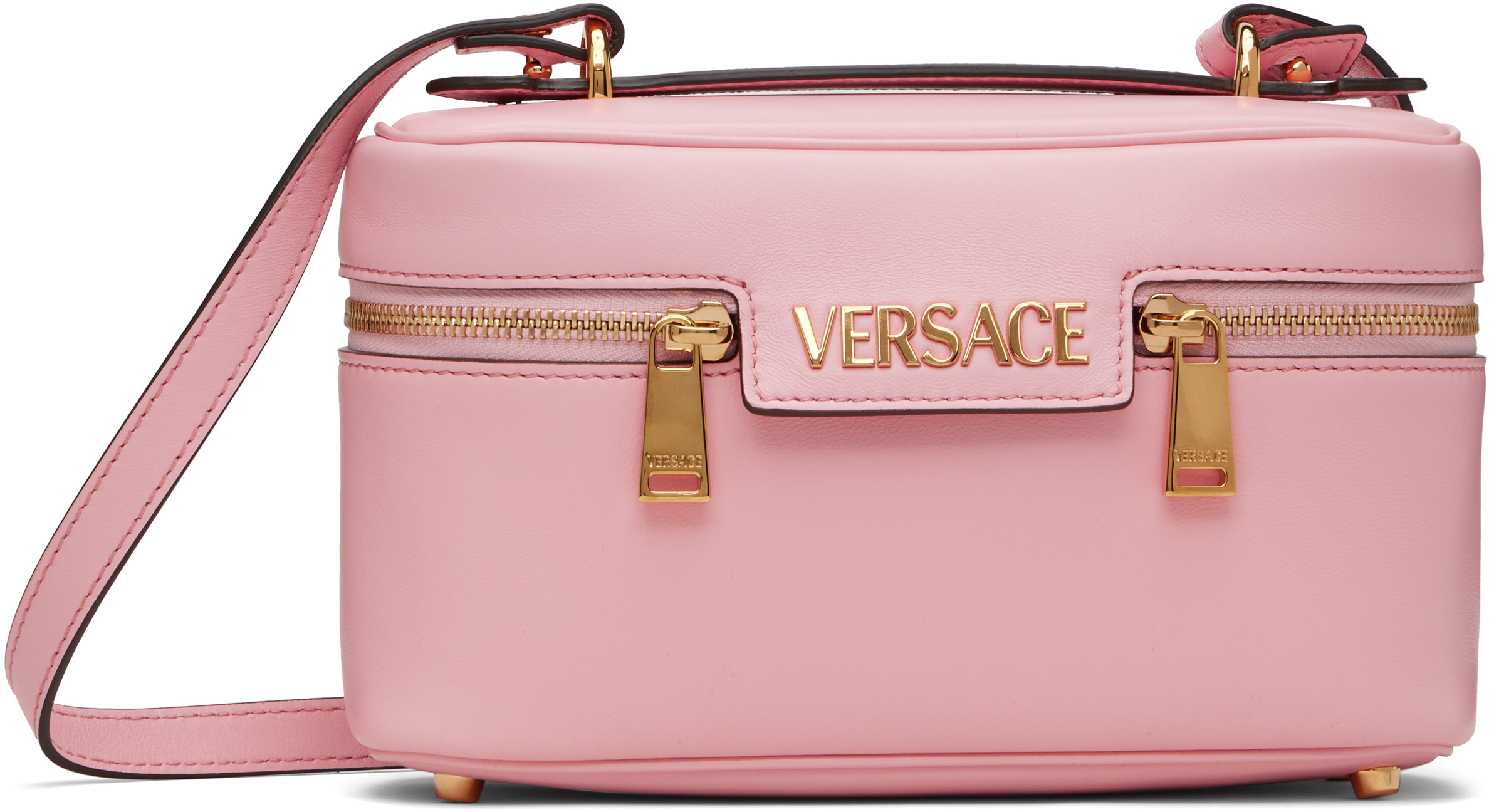 Pink 'Versace' Tag Vanity Bag