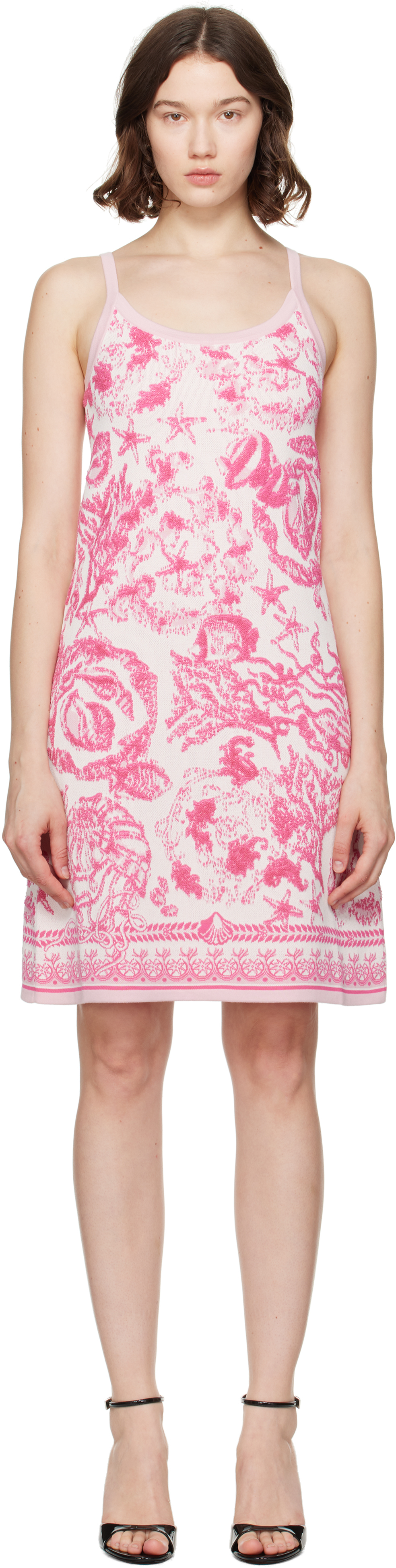 Pink Underwater Barocco A-Line Knit Minidress