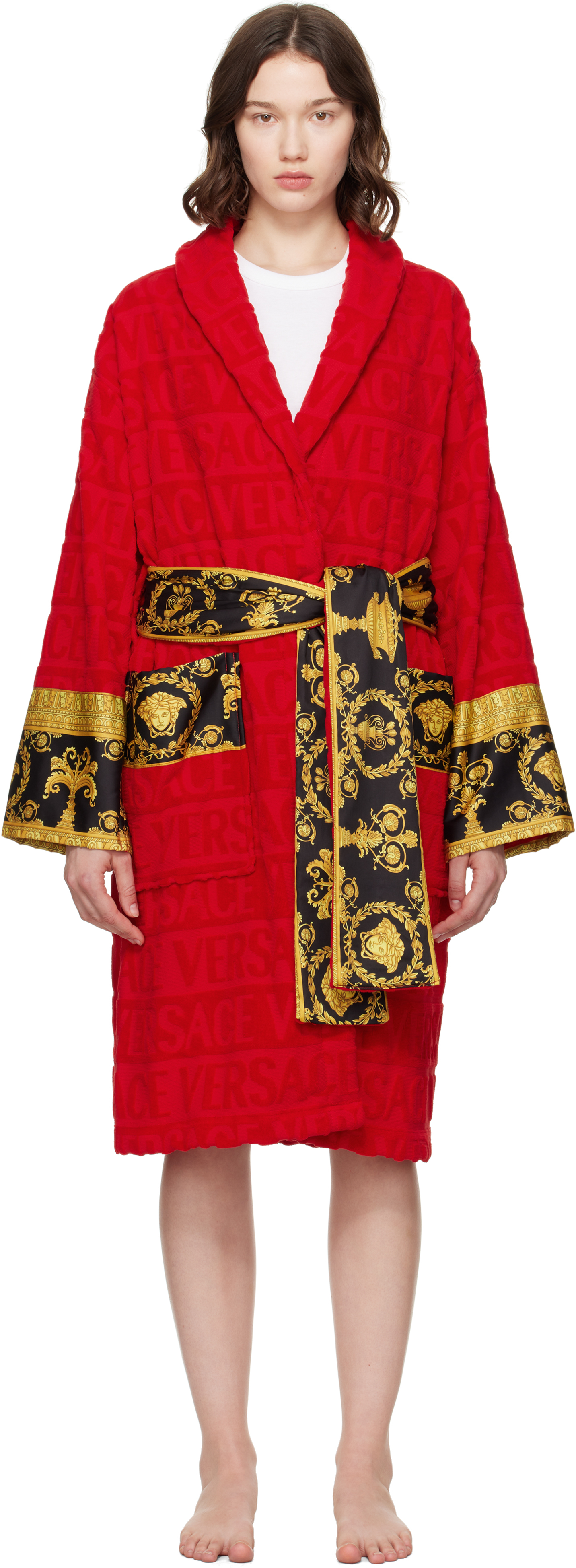 Versace Red 'I Heart Baroque' Bathrobe