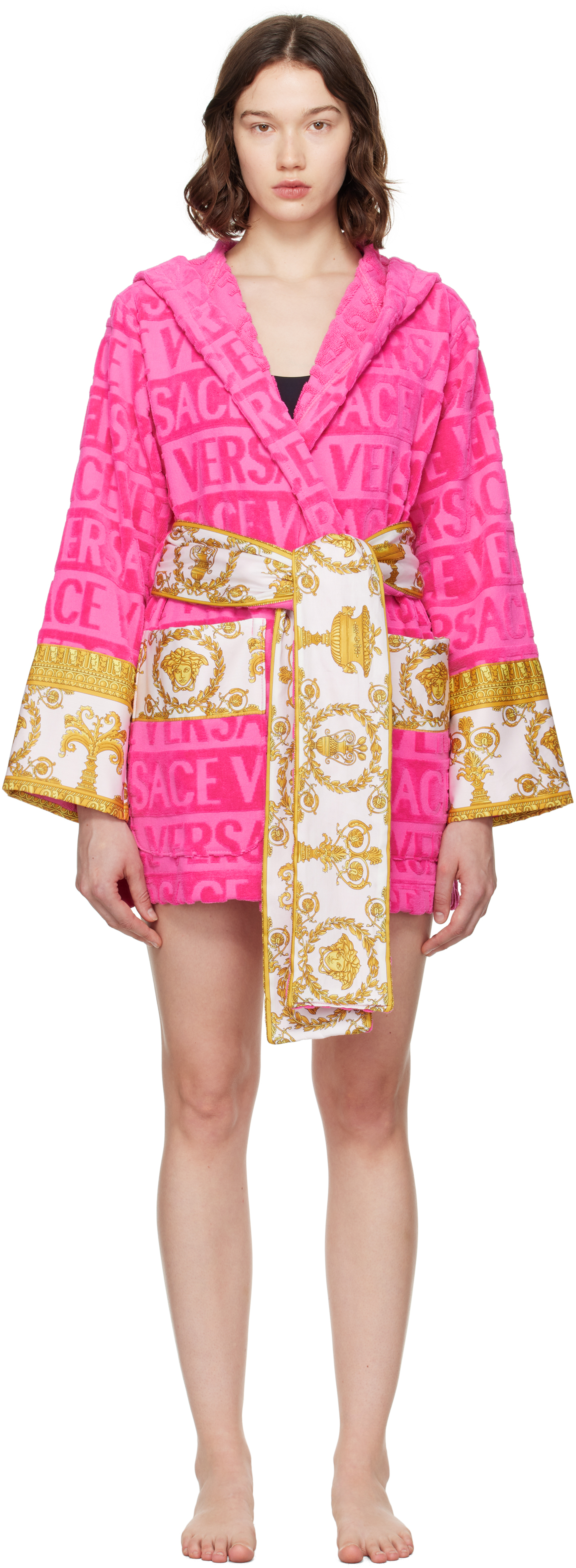 Versace Pink 'I Heart Baroque' Short Bathrobe