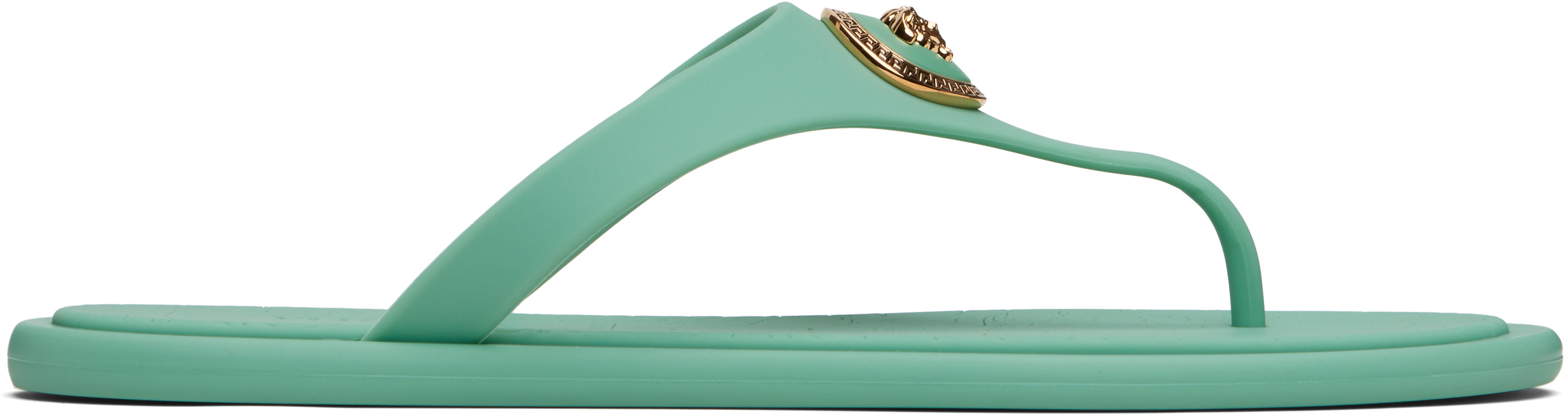 【Versace】グリーン Alia ラバー フラットサンダル Versace: グリーン Alia ラバー フラットサンダル | SSENSE 日本
