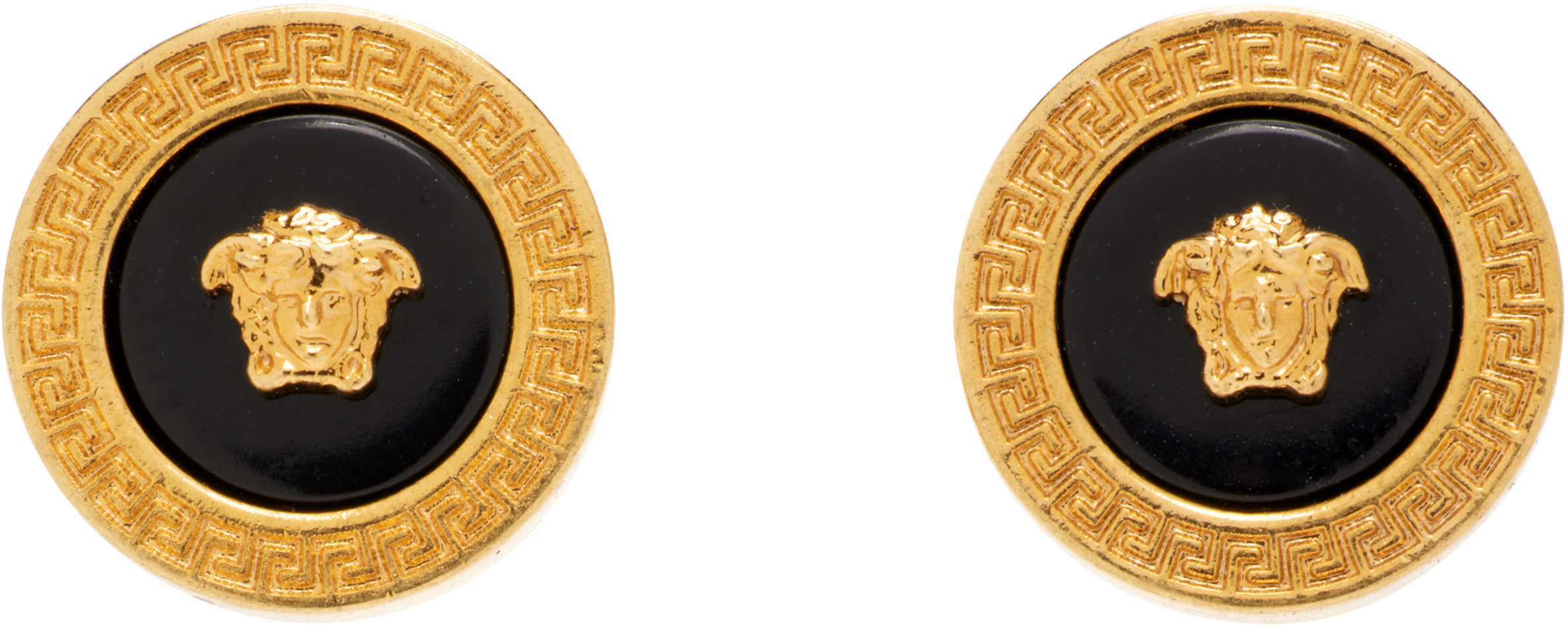 Versace Black And Gold Earrings With Medusa Detail In Metal Woman In Gold