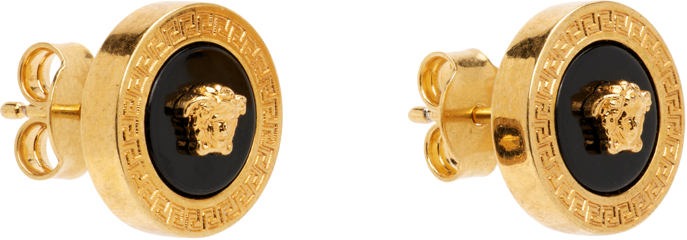 Versace Black And Gold Earrings With Medusa Detail In Metal Woman In Gold