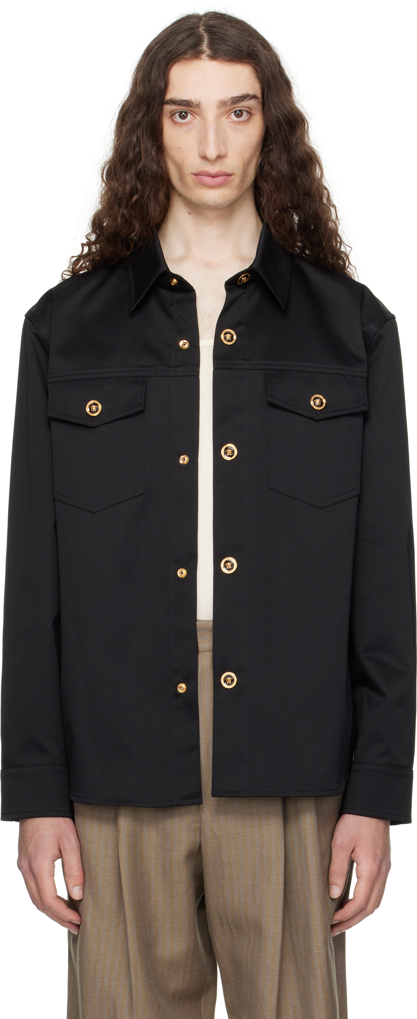 Black Gabardine Overshirt