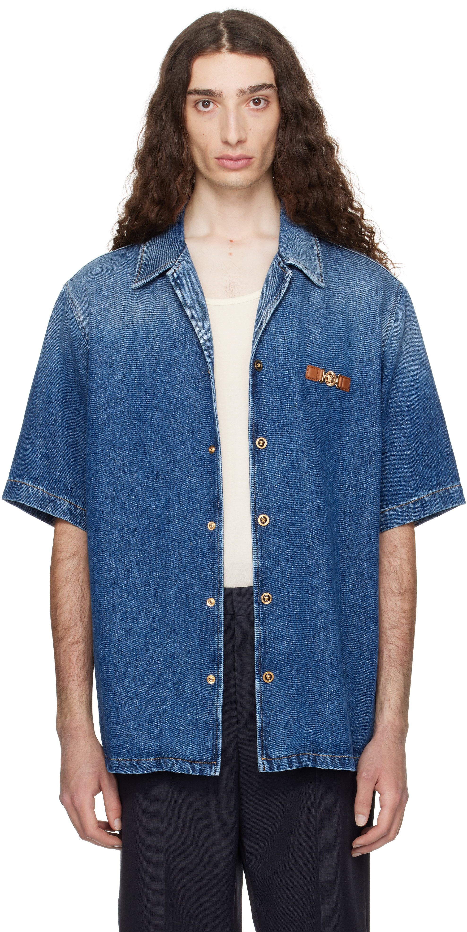 Blue Medusa Biggie Denim Shirt