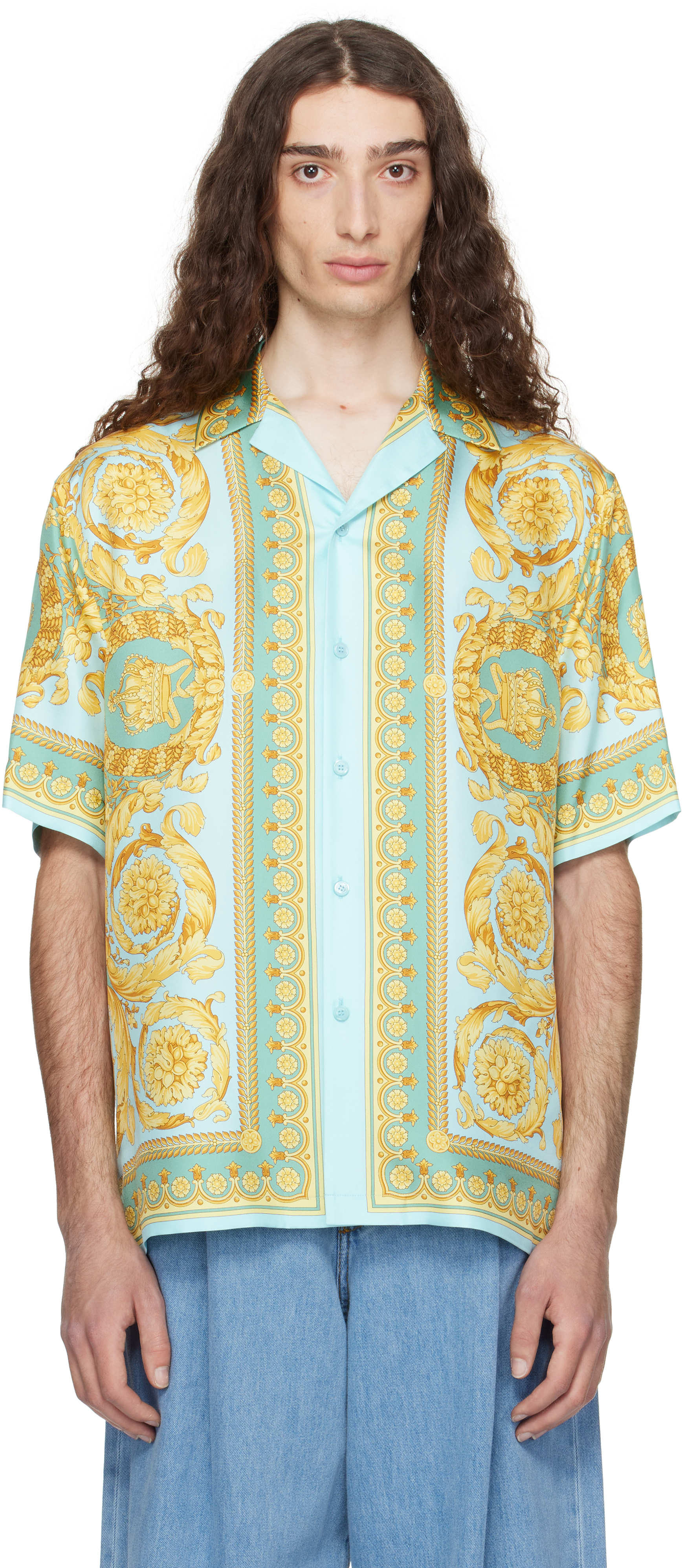 VERSACE バロッコ シルク セットアップ ブルー VERSACE バロッコ シルク セットアップ ブルー (VERSACE