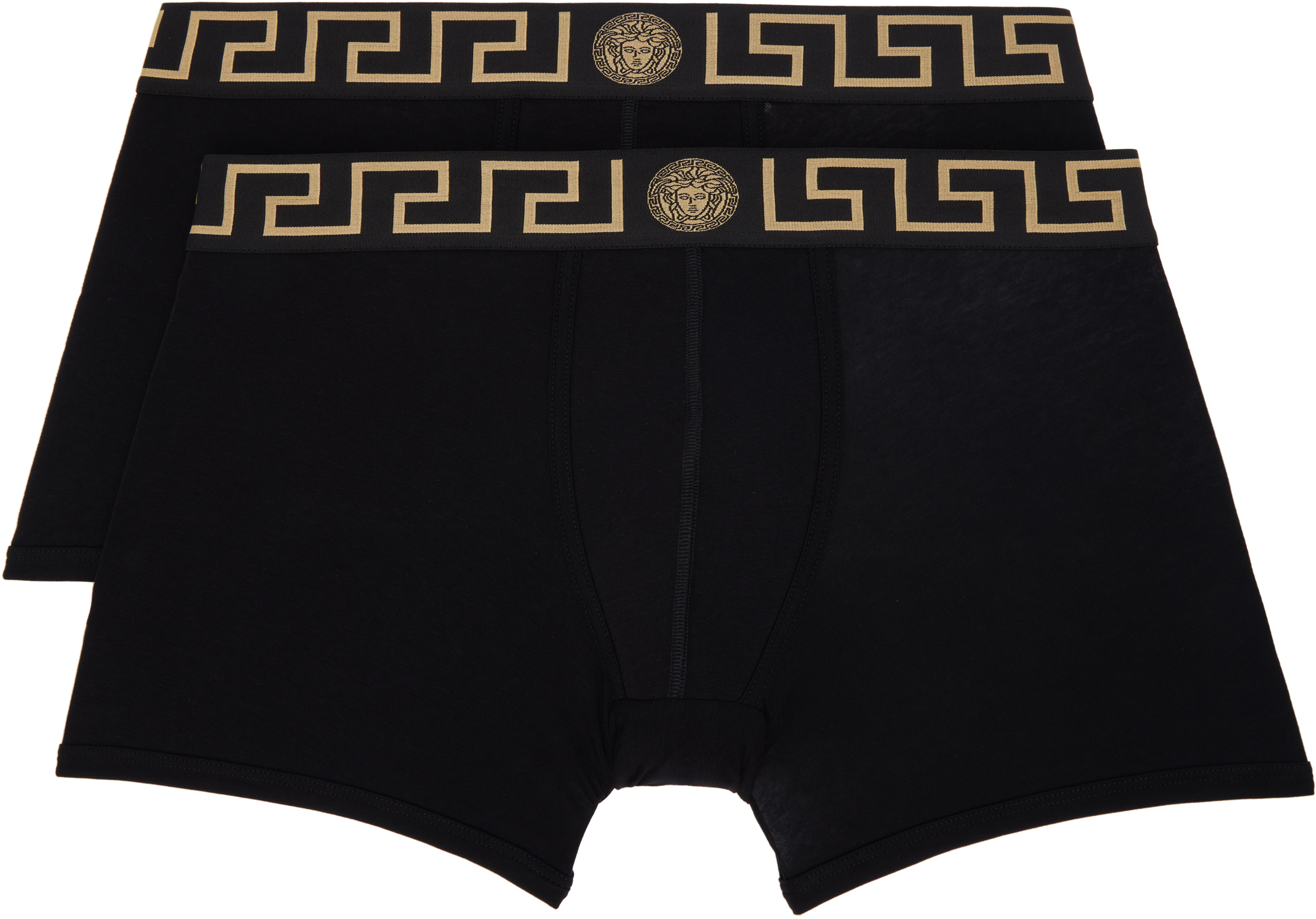 Two-Pack White Greca Border Long Boxer Briefs