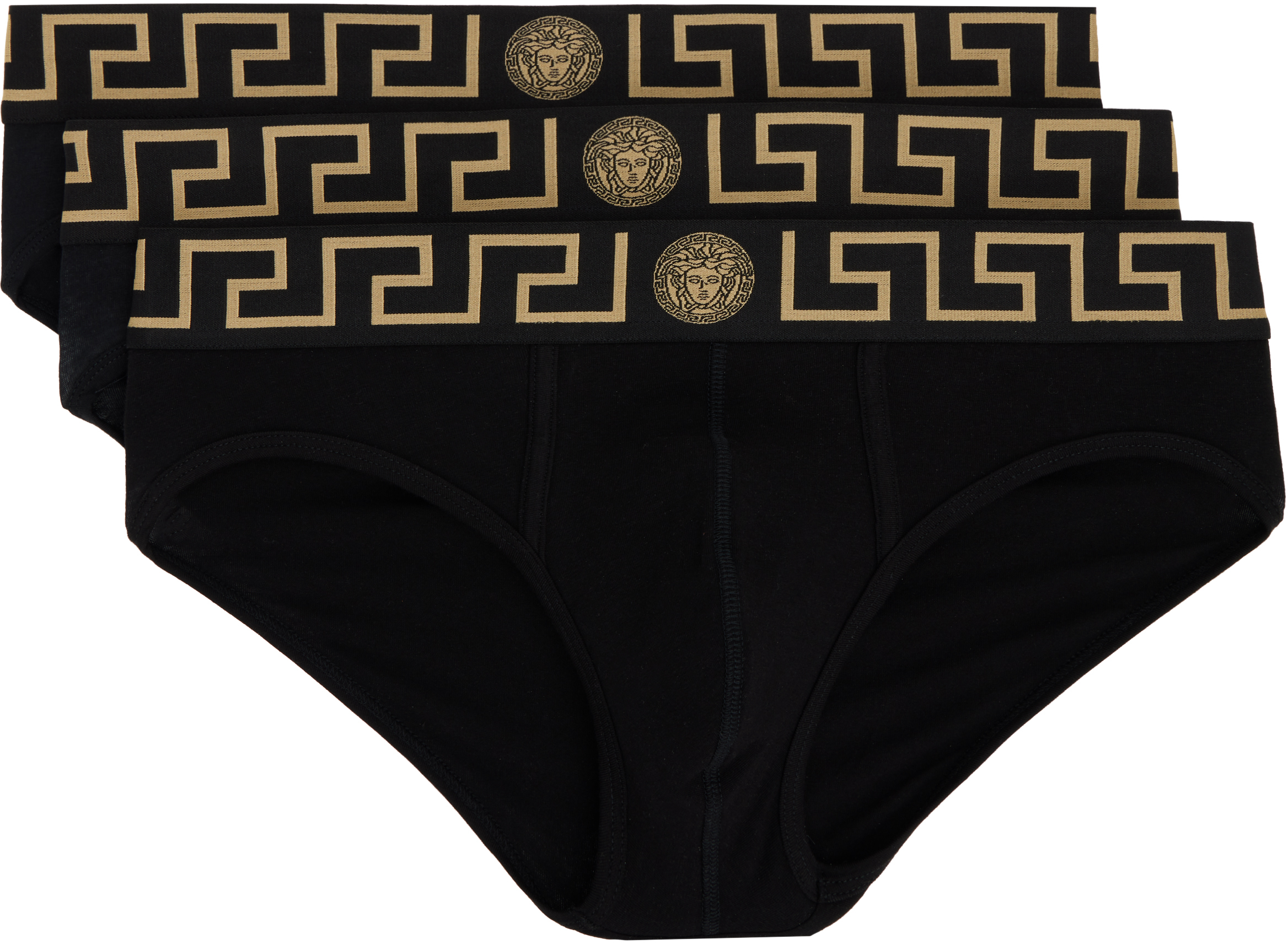Three-Pack Black Greca Border Briefs