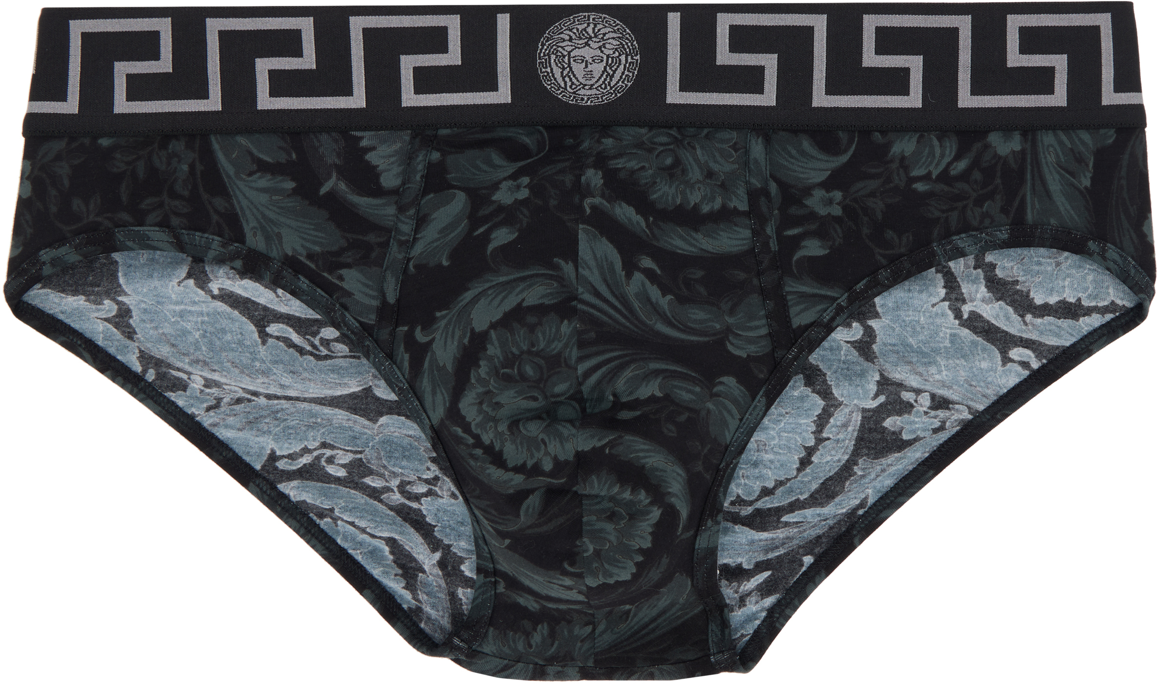 【関税込み】Versace ブラック＆グレー バロッコ ブリーフ Versace: ブラック＆グレー バロッコ ブリーフ | SSENSE 日本