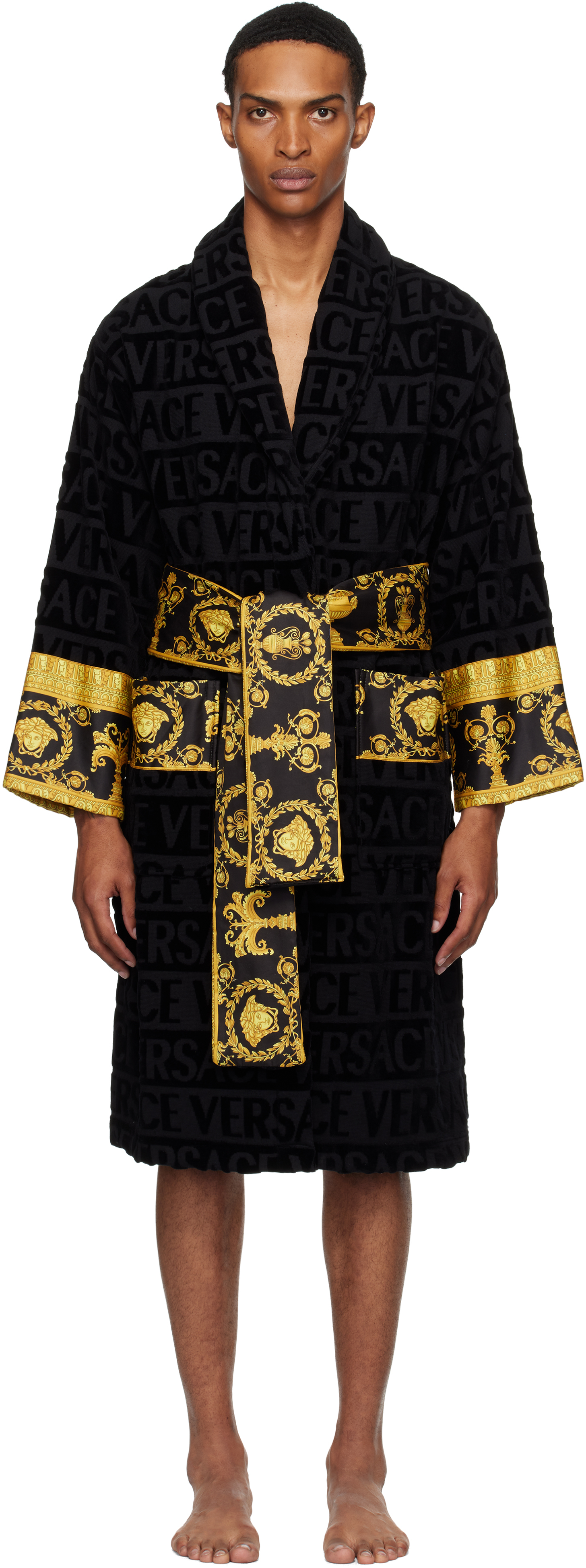 Navy 'I Heart Baroque' Bathrobe
