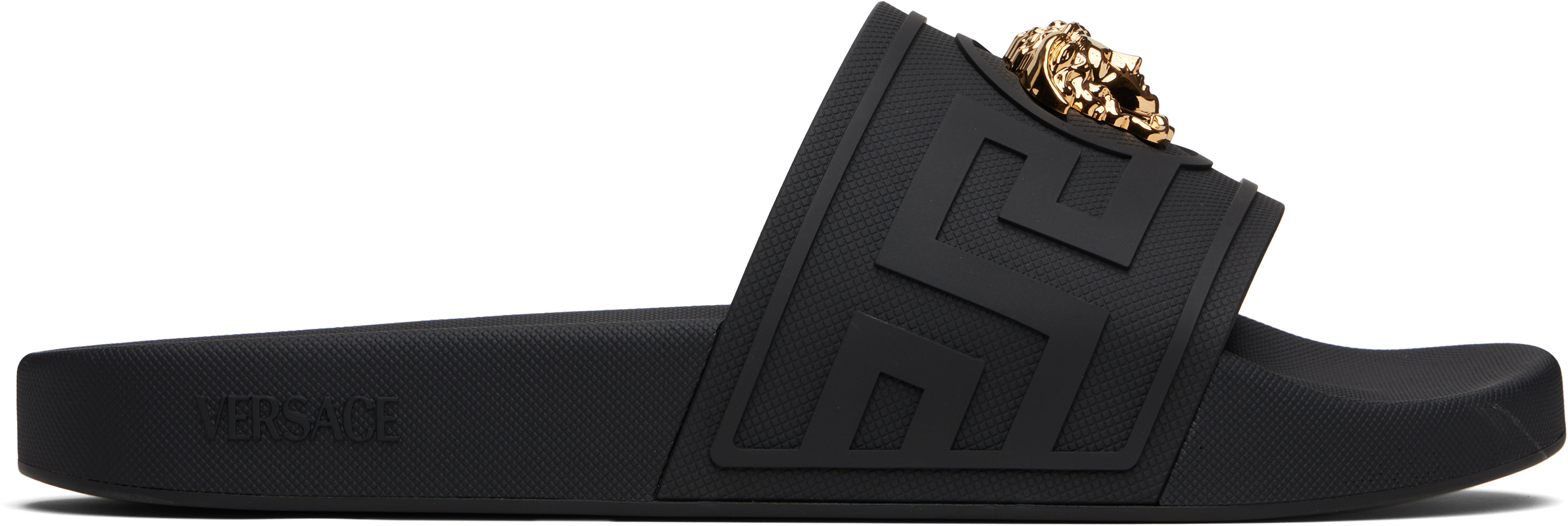 Versace: ブラック 'La Medusa' プールスライド | SSENSE 日本