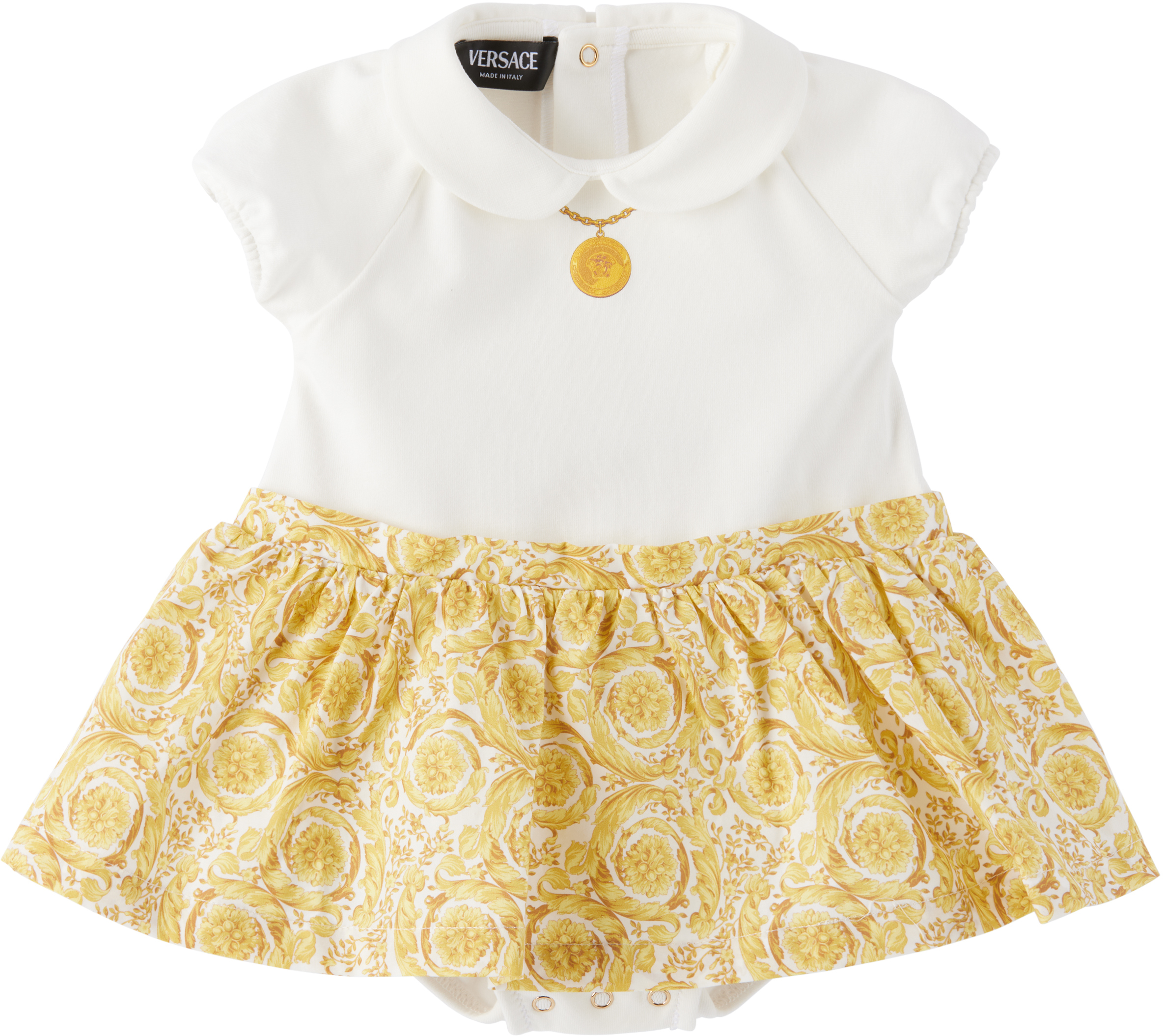 Versace Barocco-printed Baby Dress In White