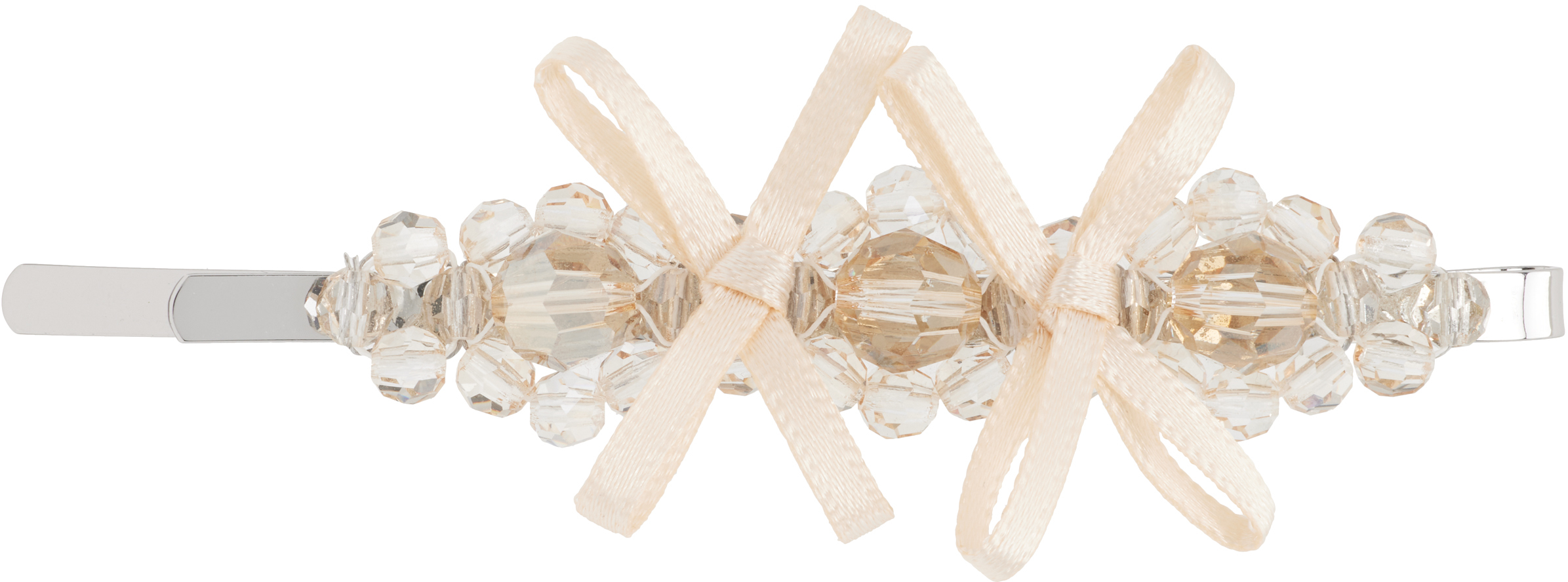 Simone Rocha Beige Petite Bow Detail Flower Hair Clip In Brown