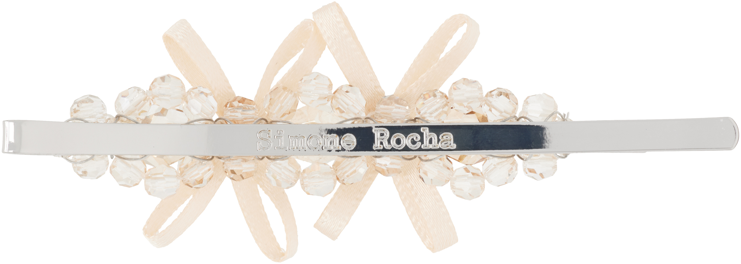 Simone Rocha Beige Petite Bow Detail Flower Hair Clip In Brown